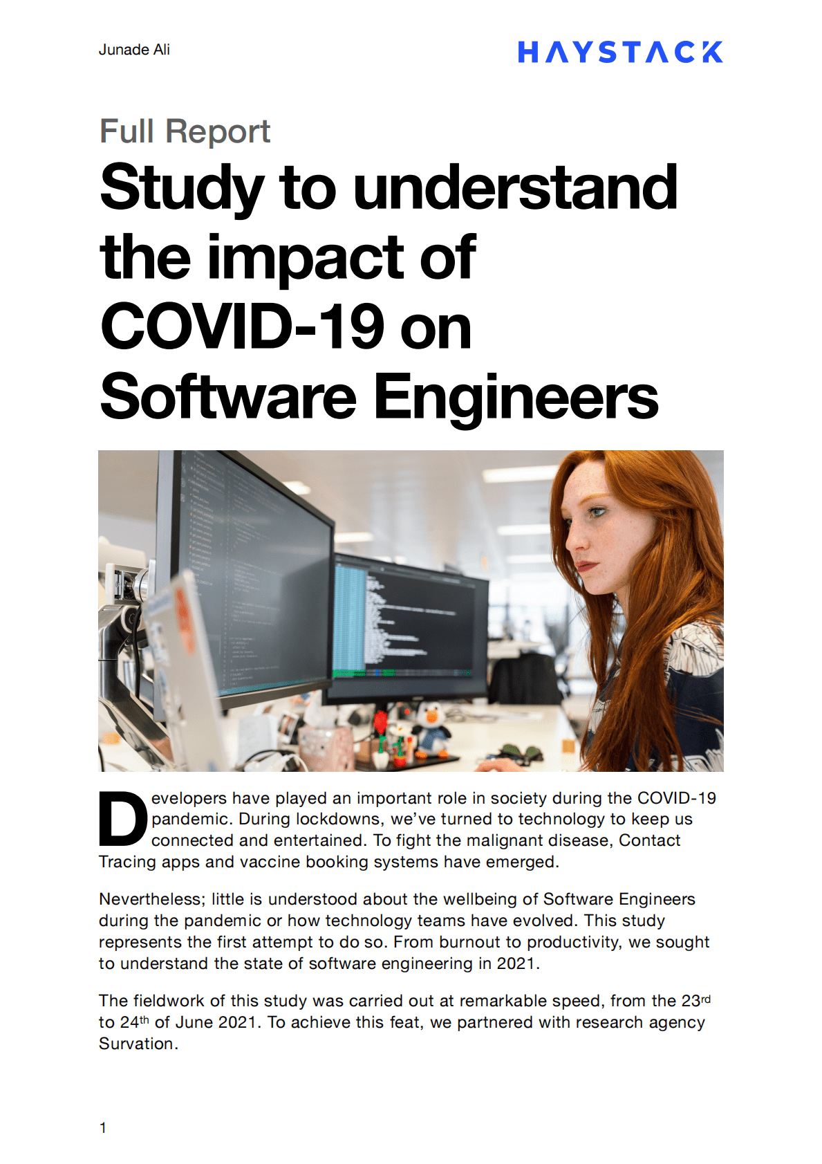 Haystack Analytics：新冠肺炎对软件工程师的影响报告【英文版】 第1页