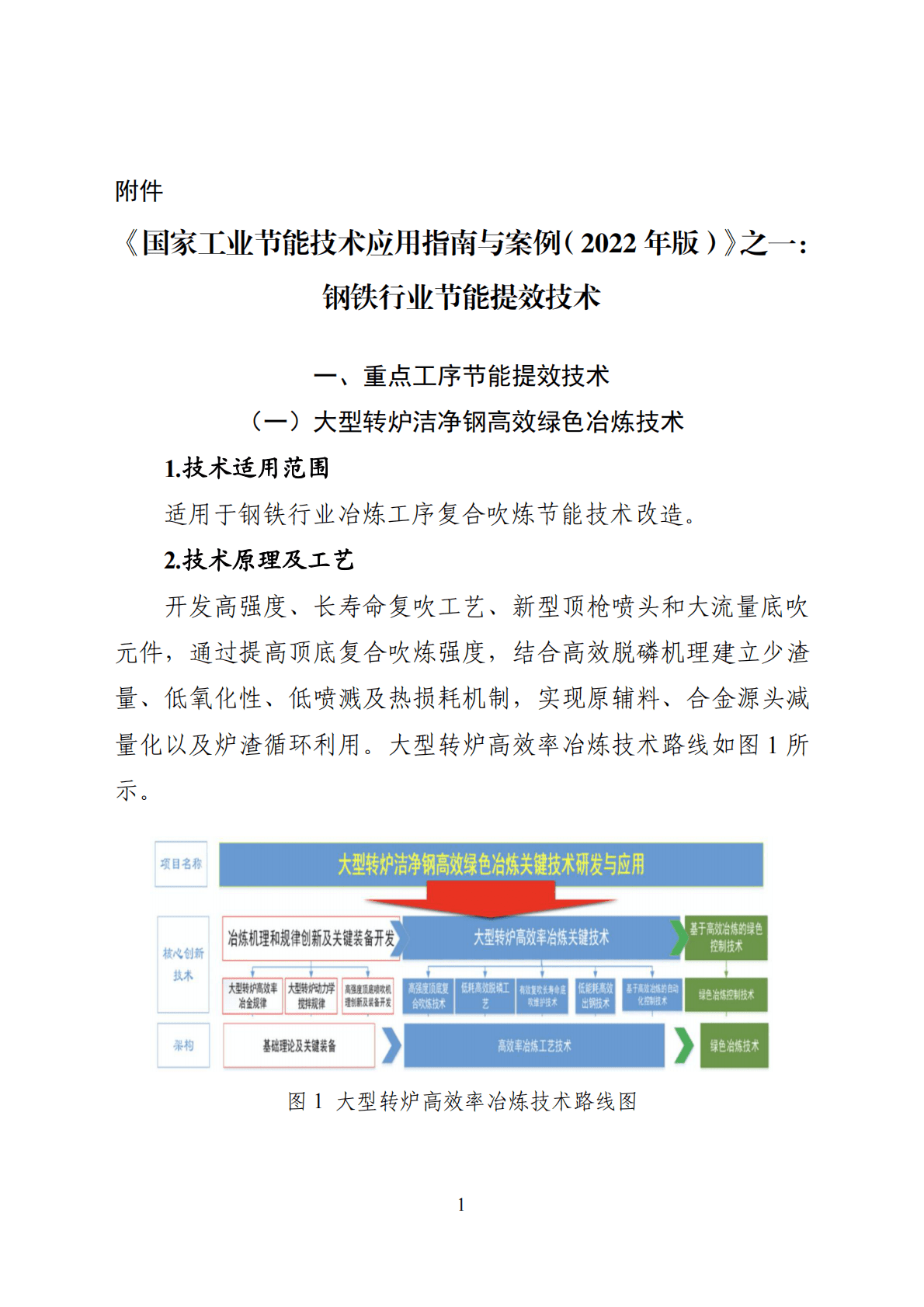 《国家工业节能技术应用指南与案例（2022年版）》之一：钢铁行业节能提效技术 第1页