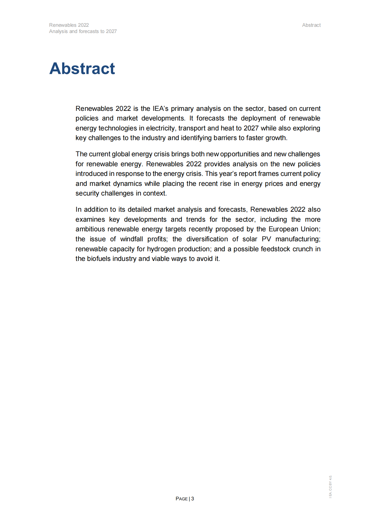 国际能源署：可再生能源2022——分析和预测至2027【英文版】 第3页