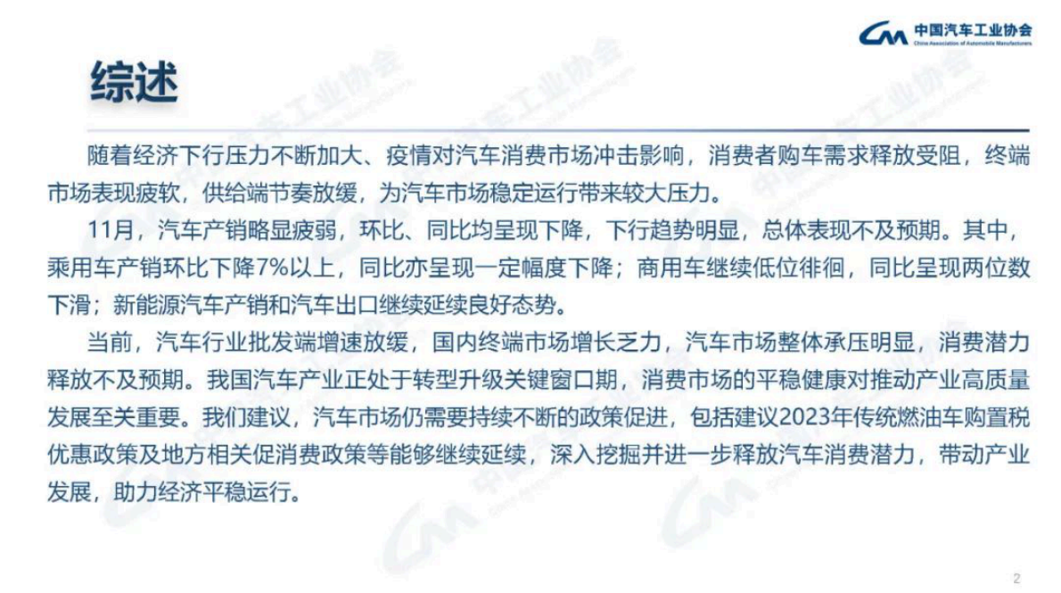中国汽车工业协会：2022年11月中国汽车工业经济运行情况 第2页