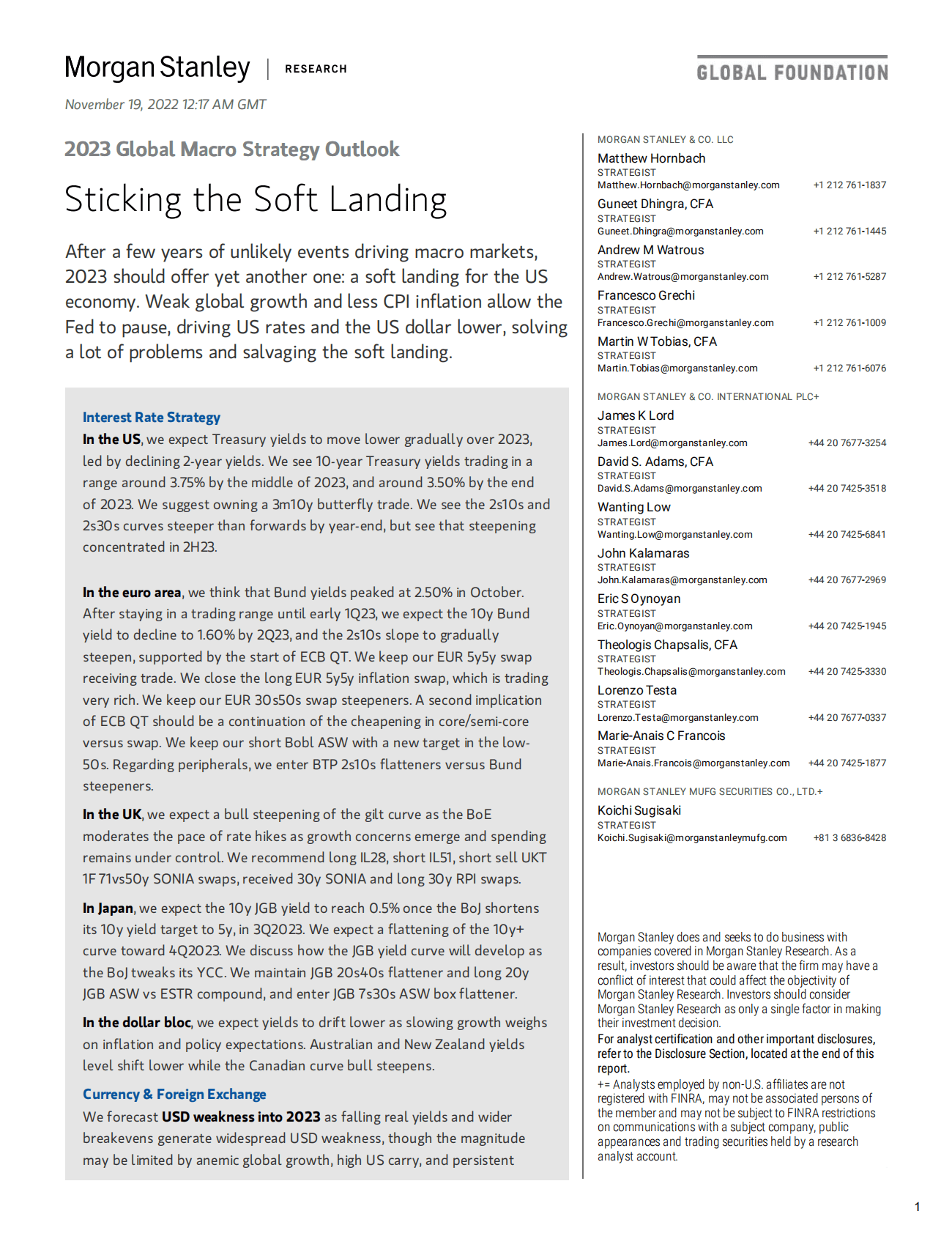 摩根士丹利：2023年全球宏观经济展望报告【英文版】 第1页