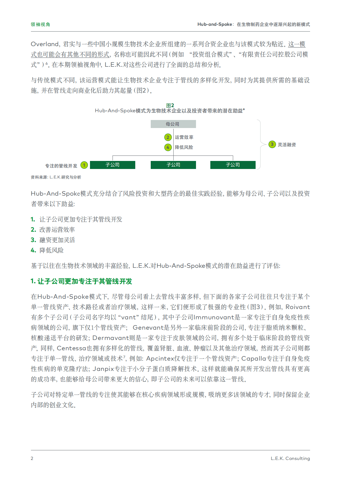 艾意凯（L.E.K.）：Hub-and-Spoke：在生物制药企业中逐渐兴起的新模式 第2页