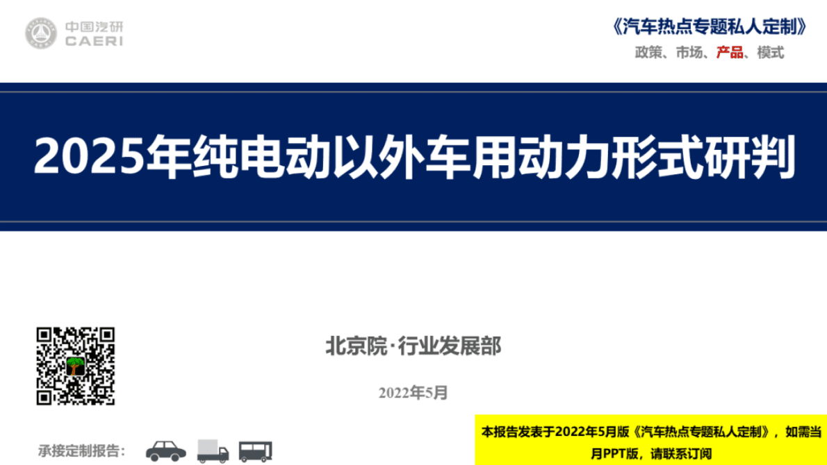 中国汽研：2025年纯电动以外车用动力形式研判 第1页