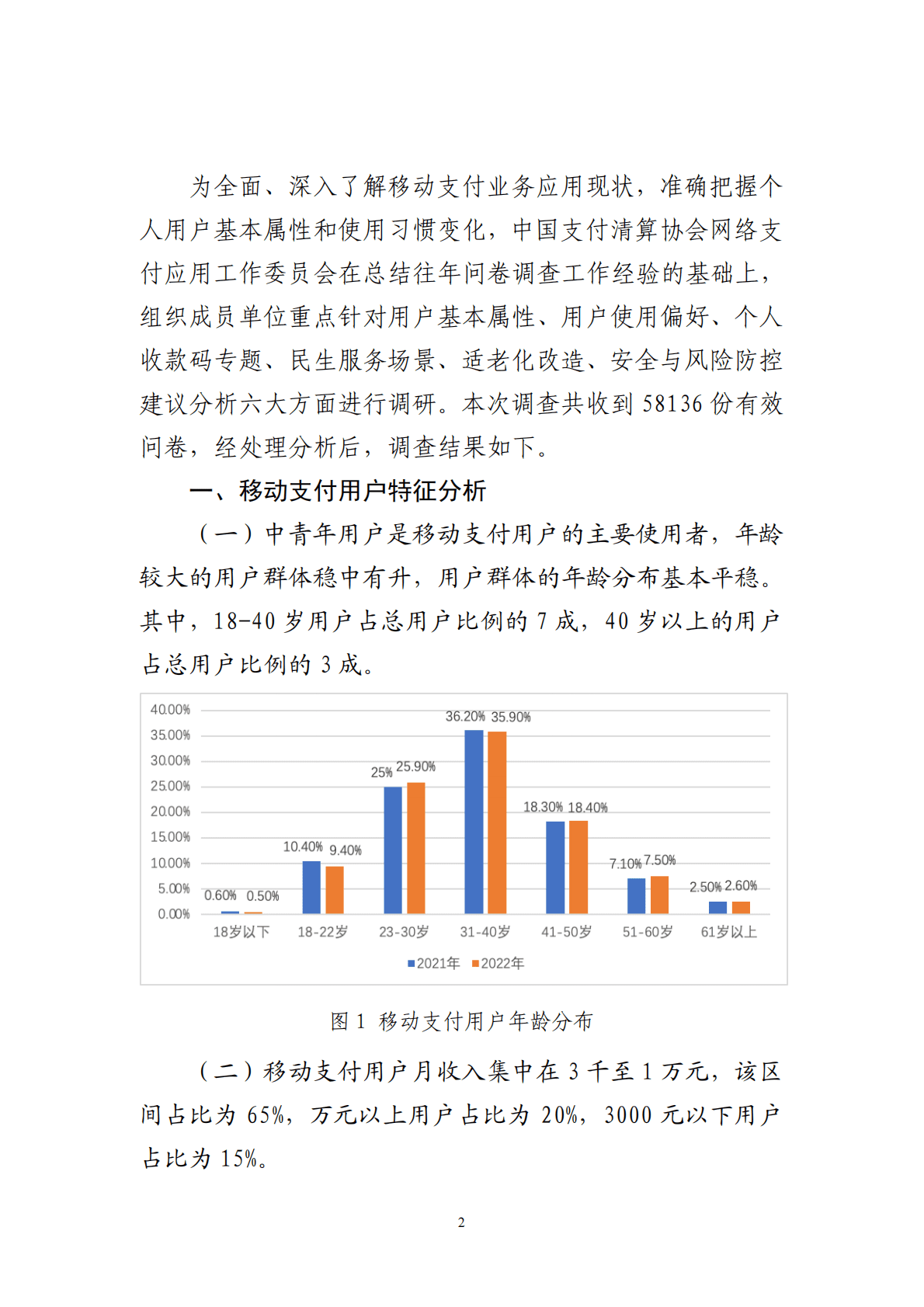 中国支付清算协会：2022年移动支付用户使用情况问卷调查报告 第2页