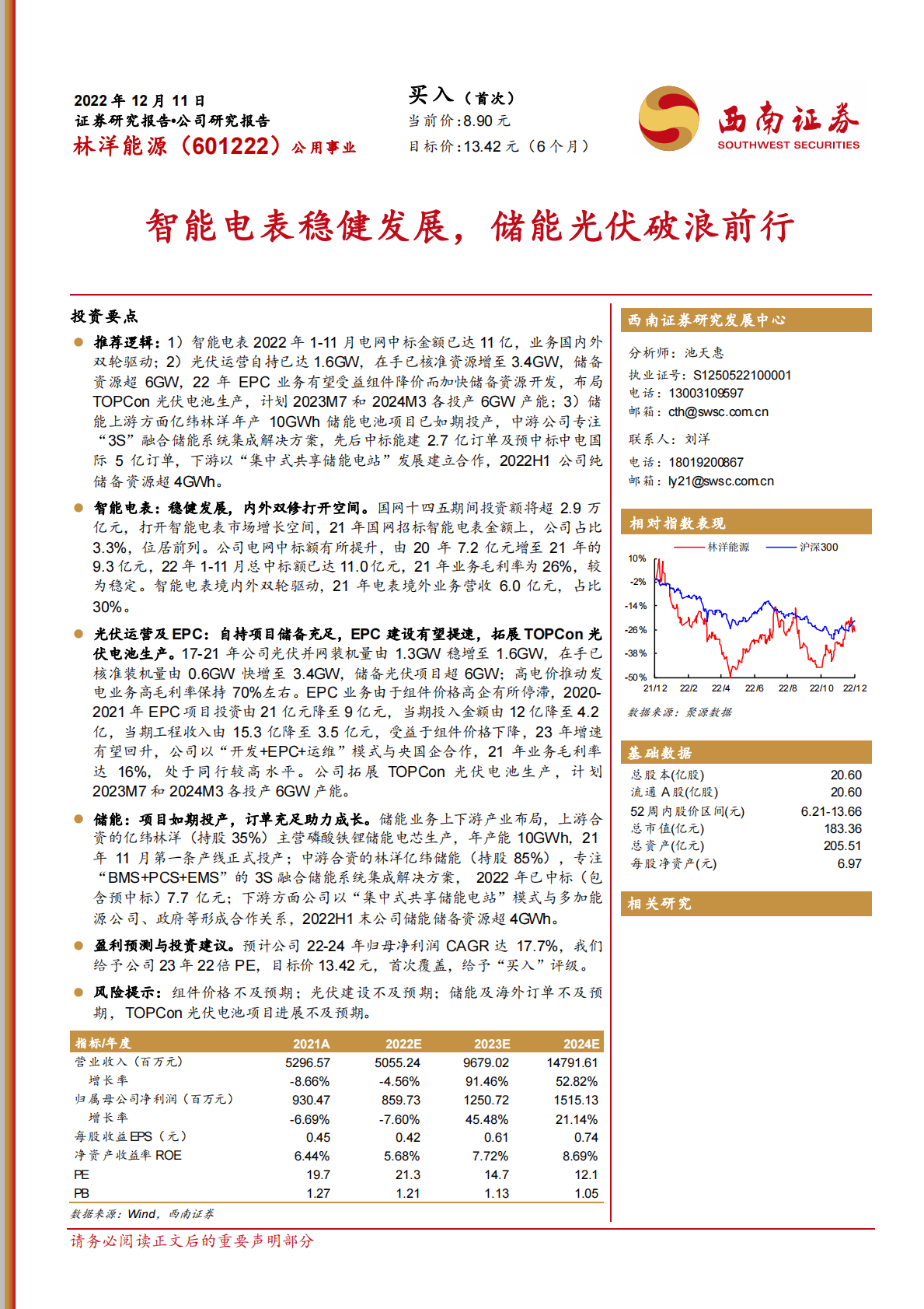 林洋能源-智能电表稳健发展，储能光伏破浪前行 第1页