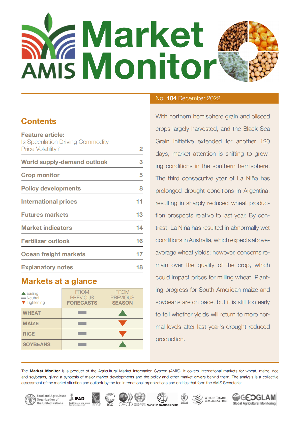 世界贸易组织（WTO）：2022年12月20国集团农业市场信息月度报告 第1页