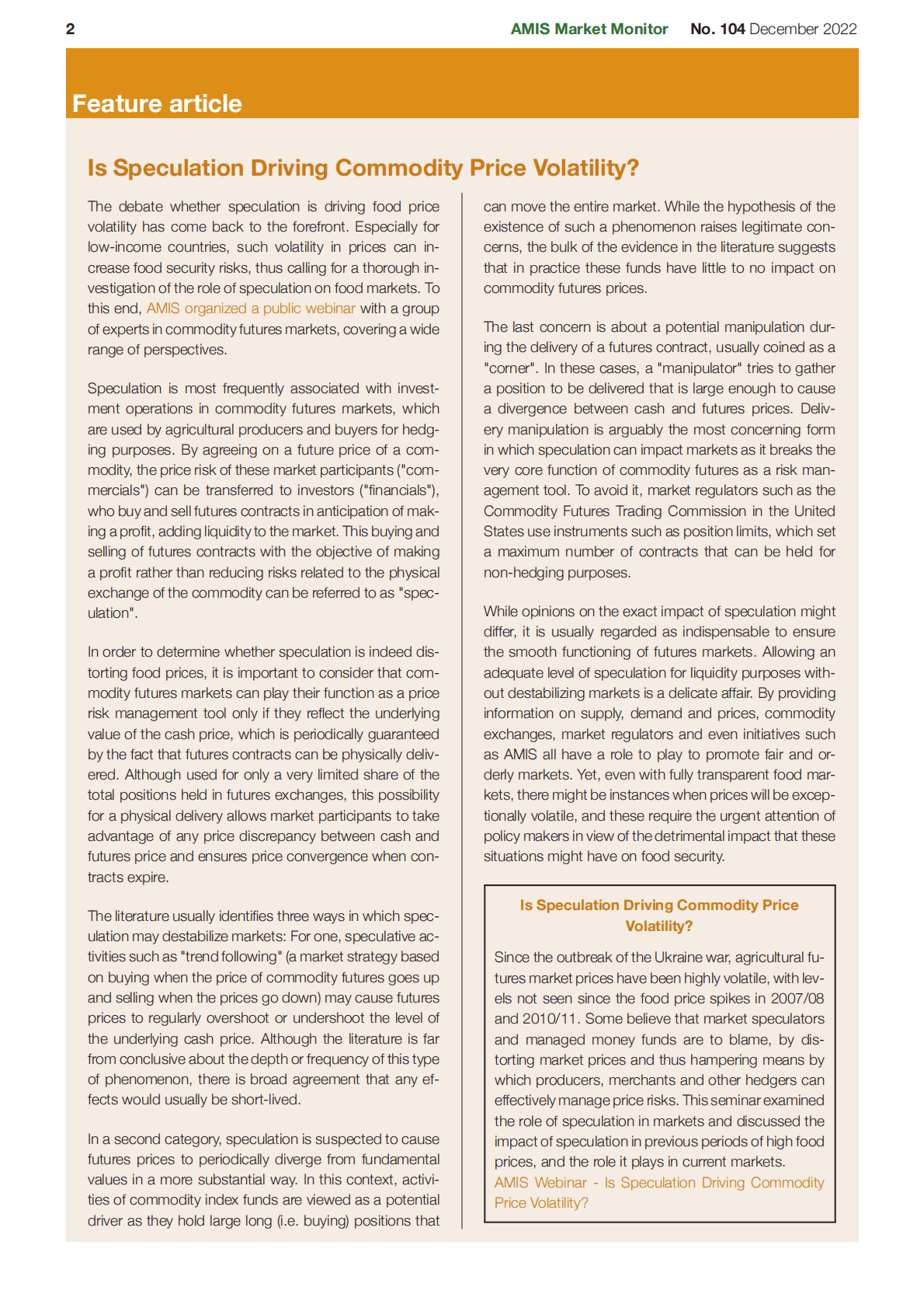 世界贸易组织（WTO）：2022年12月20国集团农业市场信息月度报告 第2页