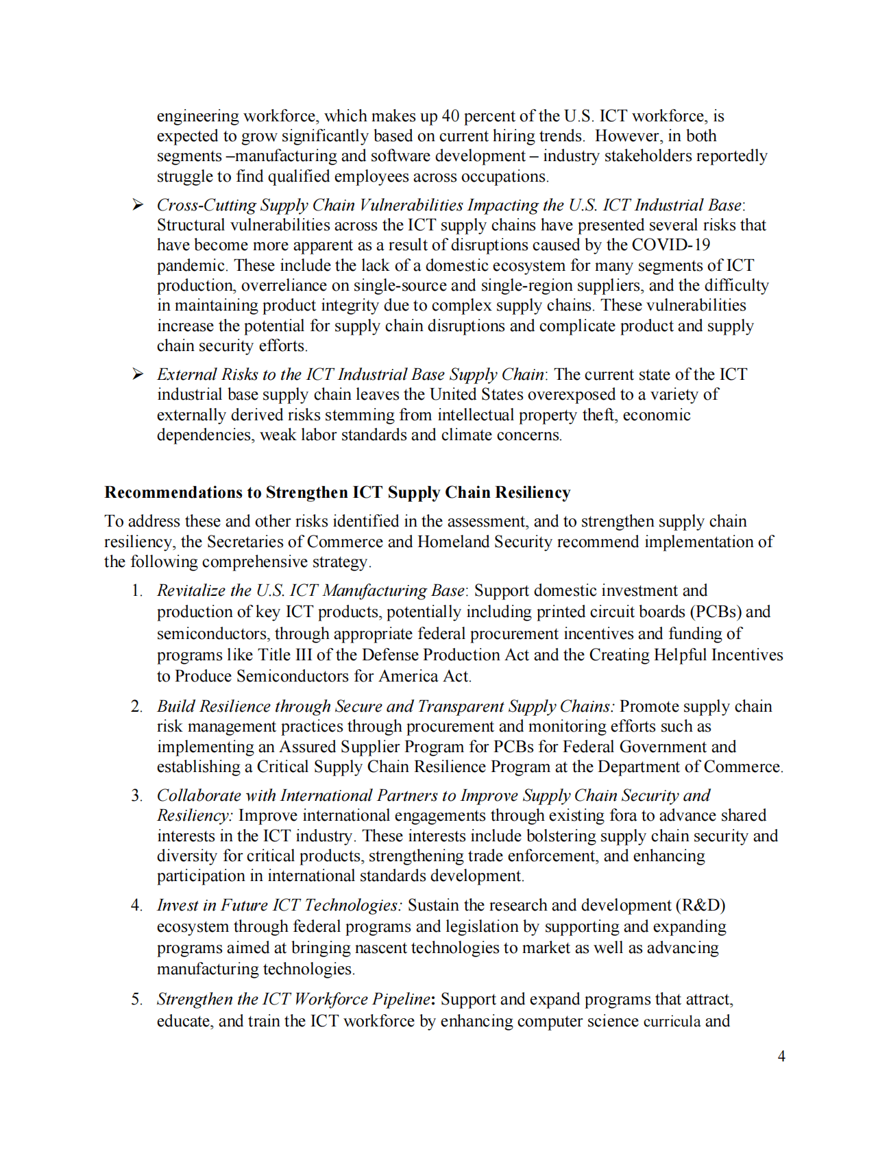 DOC&DHS：美国ICT产业关键供应链评估【英文版】 第4页