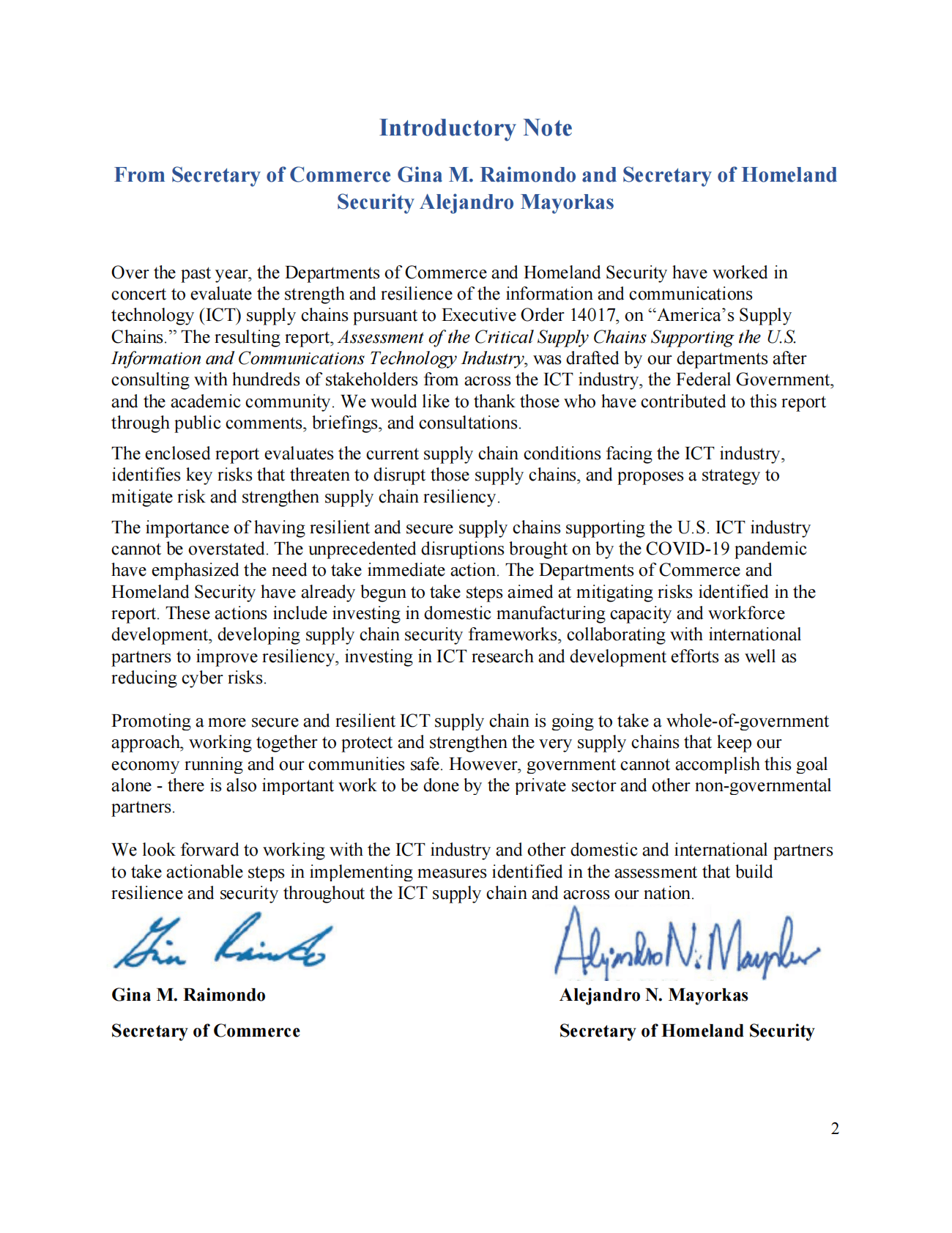 DOC&DHS：美国ICT产业关键供应链评估【英文版】 第2页