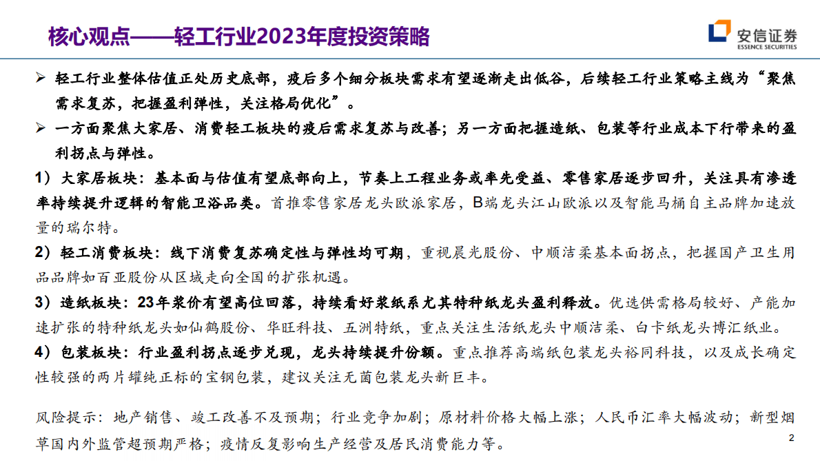 轻工行业2023年度投资策略：云销雨霁，彩彻区明 第2页