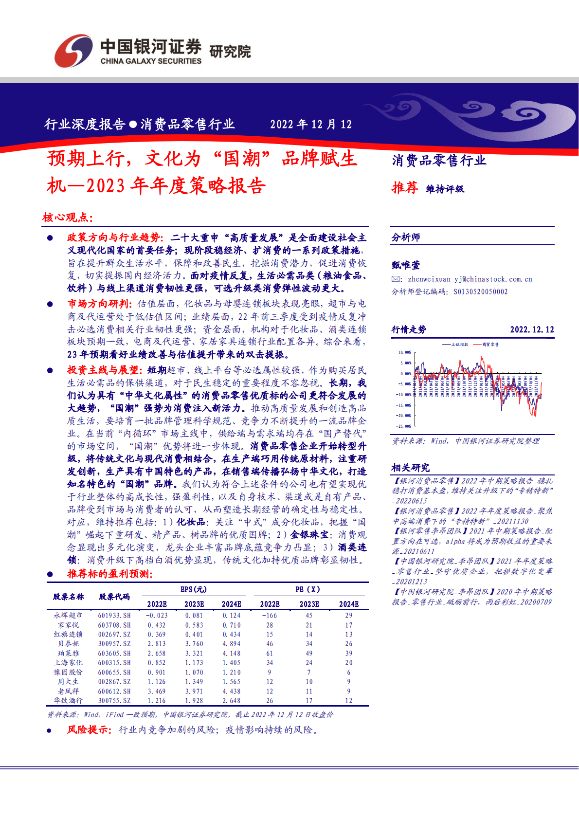 消费品零售行业2023年年度策略报告：预期上行，文化为&ldquo;国潮&rdquo;品牌赋生机 第1页