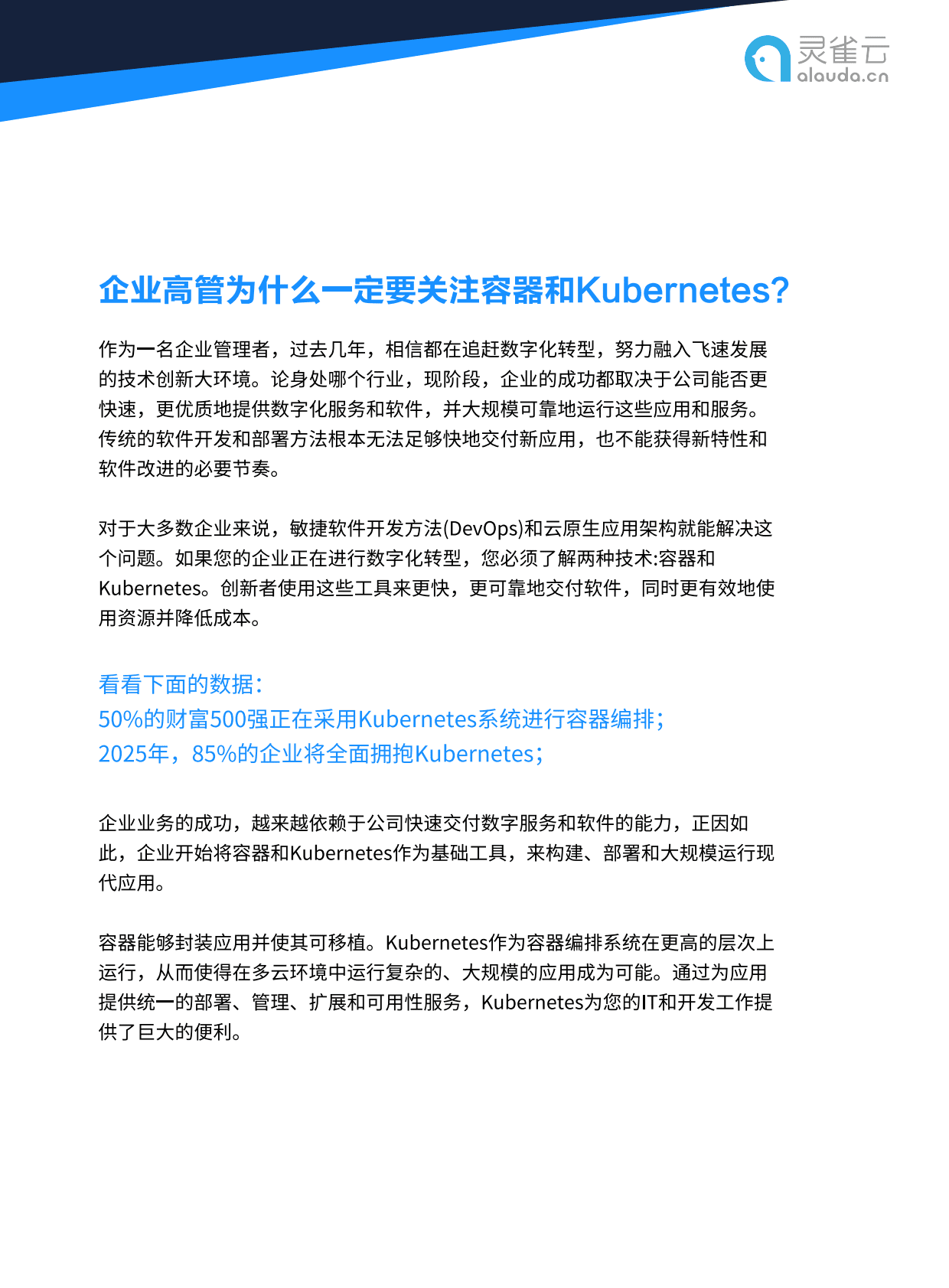 灵雀云：2022企业高管IT战略指南——选择容器与Kubernetes 第4页
