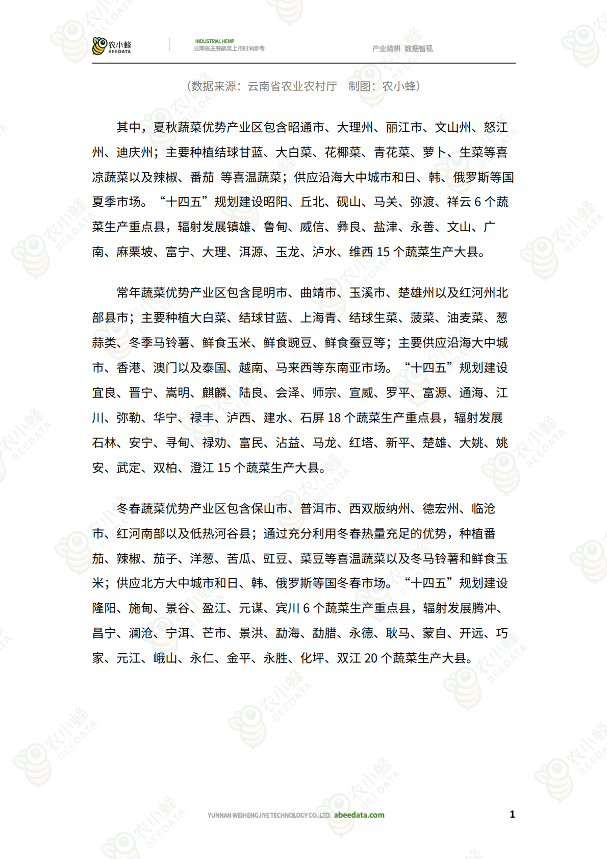 农小蜂：云南省主要蔬菜上市时间参考 第3页