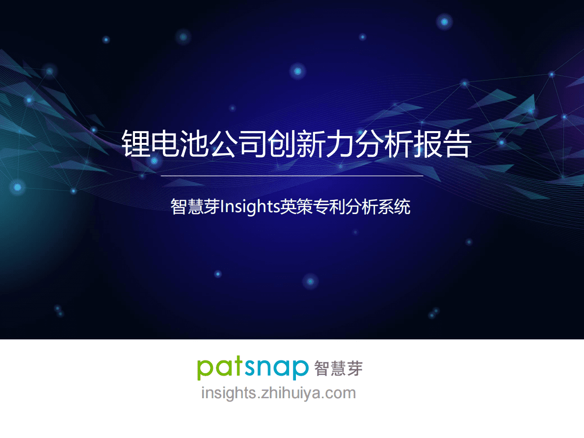 智慧芽Insights：锂电池技术全景分析报告 第1页