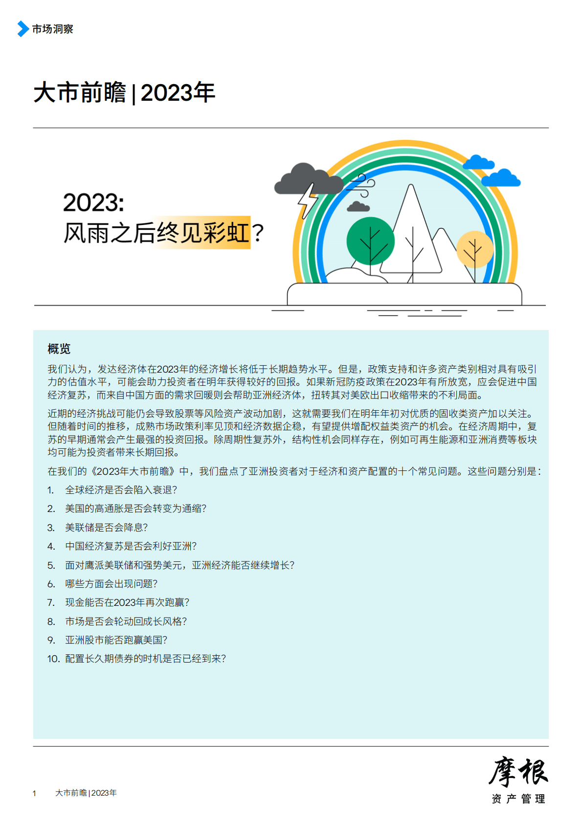 摩根资产管理：2023年大市前瞻 第1页