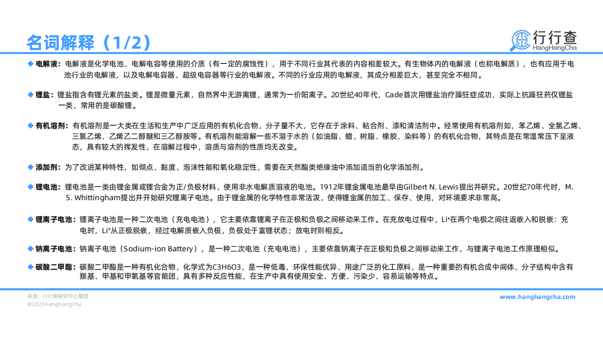 行行查：2022年中国电解液行业研究报告 第3页