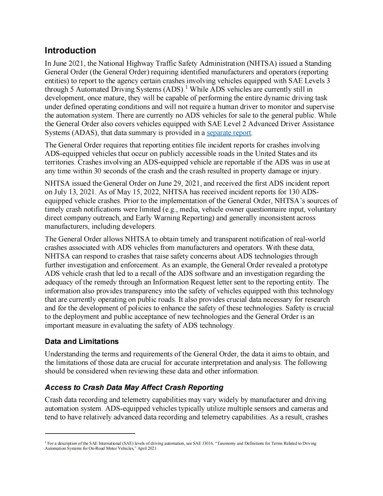 NHTSA：2022年6月美国L3-L5驾驶辅助系统的事故报告（英） 第2页