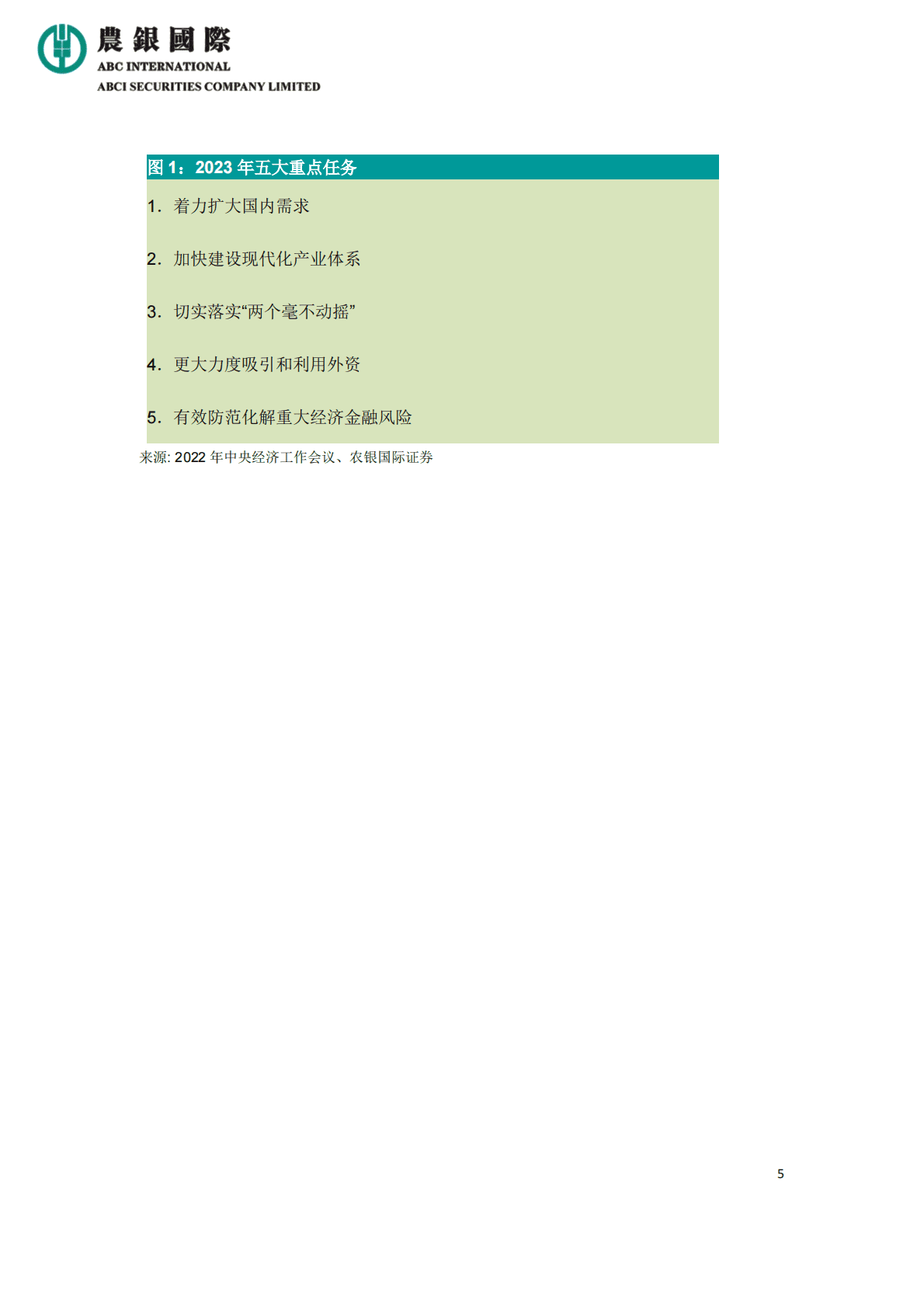 农银国际：2022年中央经济工作会议的宏观及投资策略分析 第5页