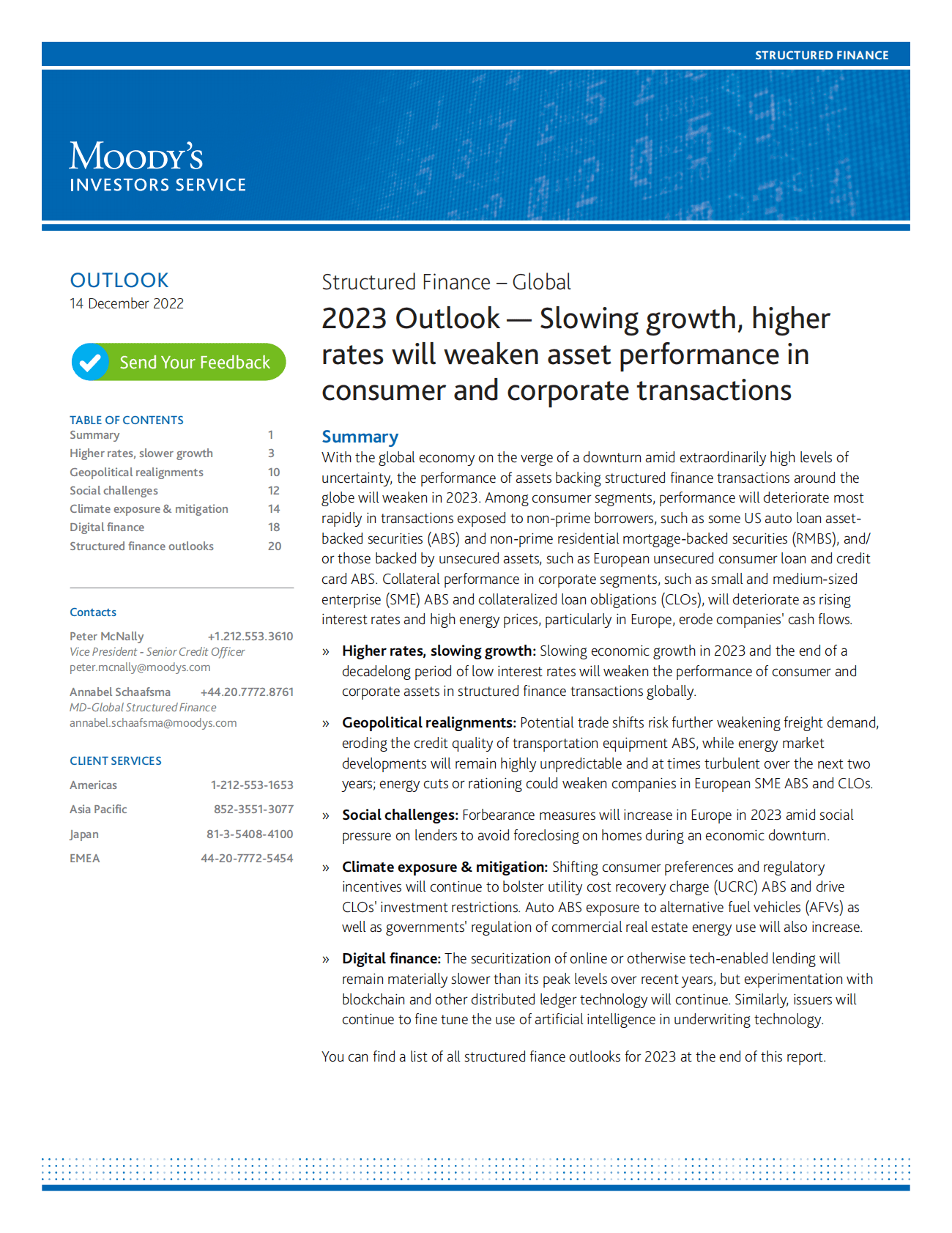 穆迪：2023全球结构性金融展望（英） 第1页