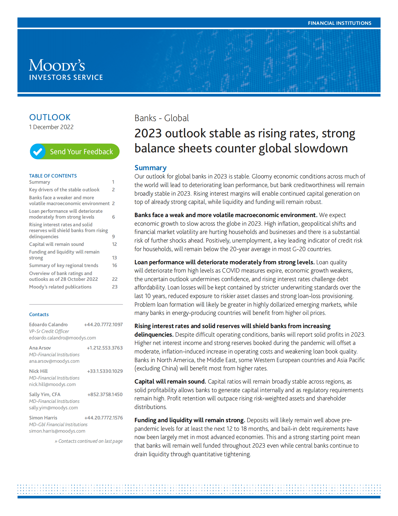 穆迪：2023全球银行业展望（英） 第1页