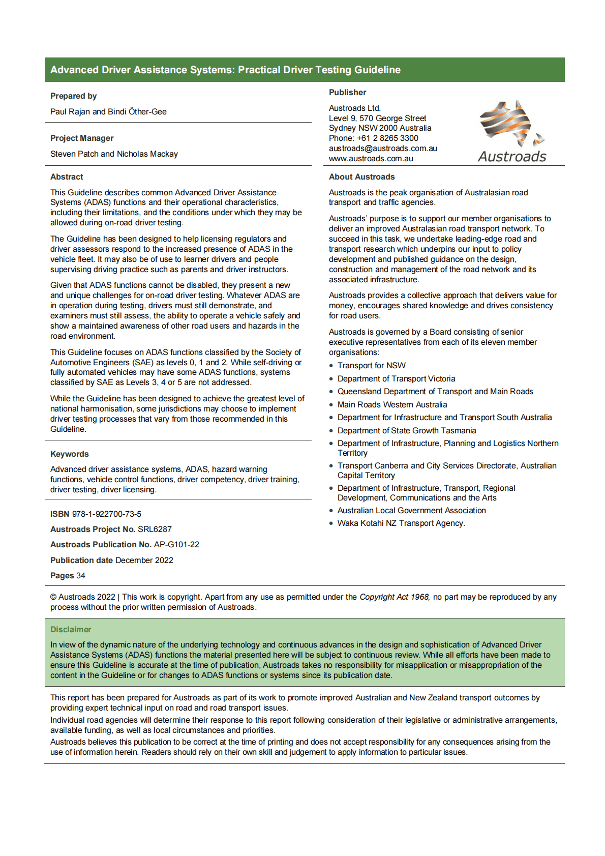 Austroads：高级驾驶辅助系统：实用驾驶员测试指南【英文版】 第2页