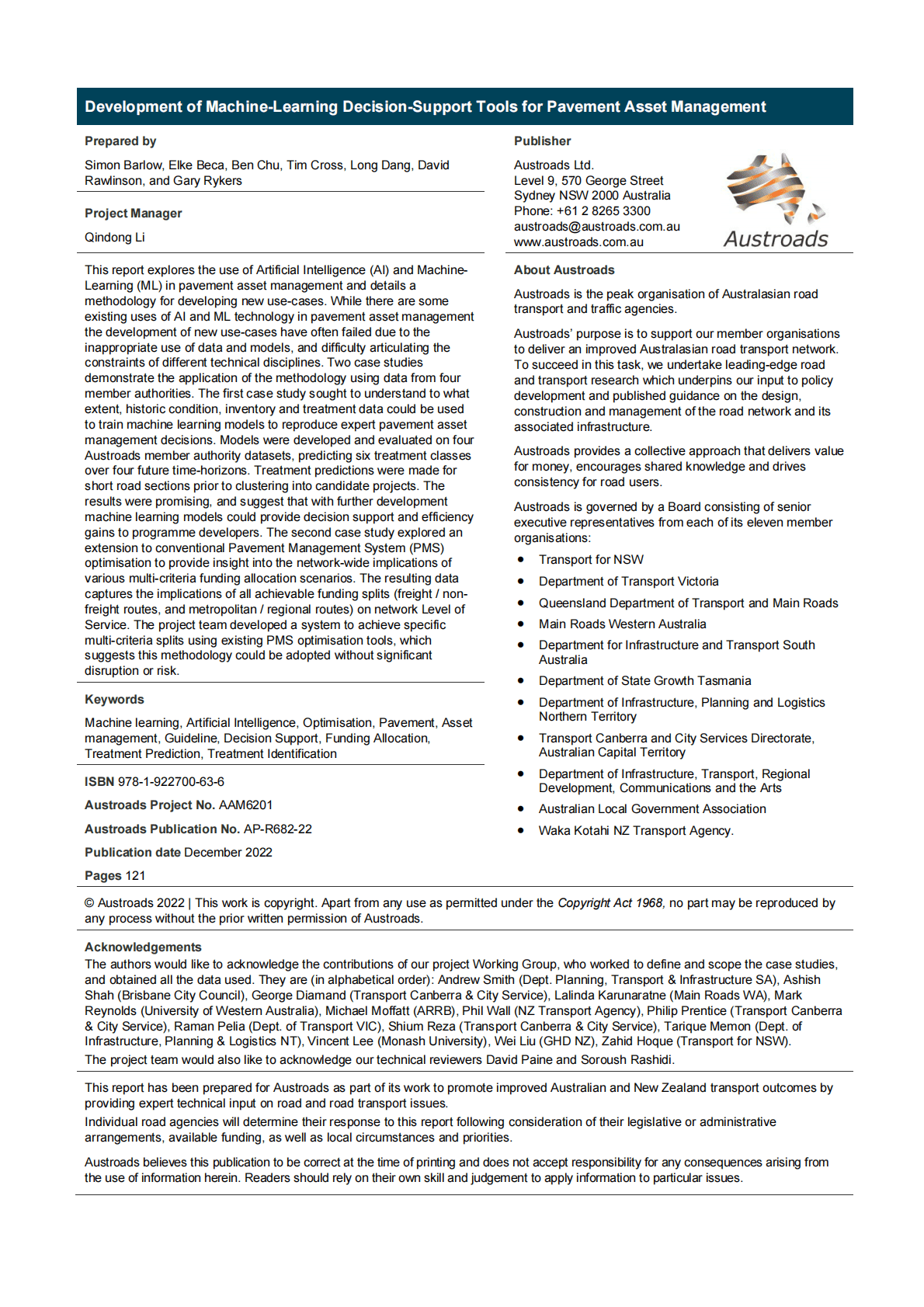 Austroads：开发用于路面资产管理的机器学习决策支持工具【英文版】 第2页