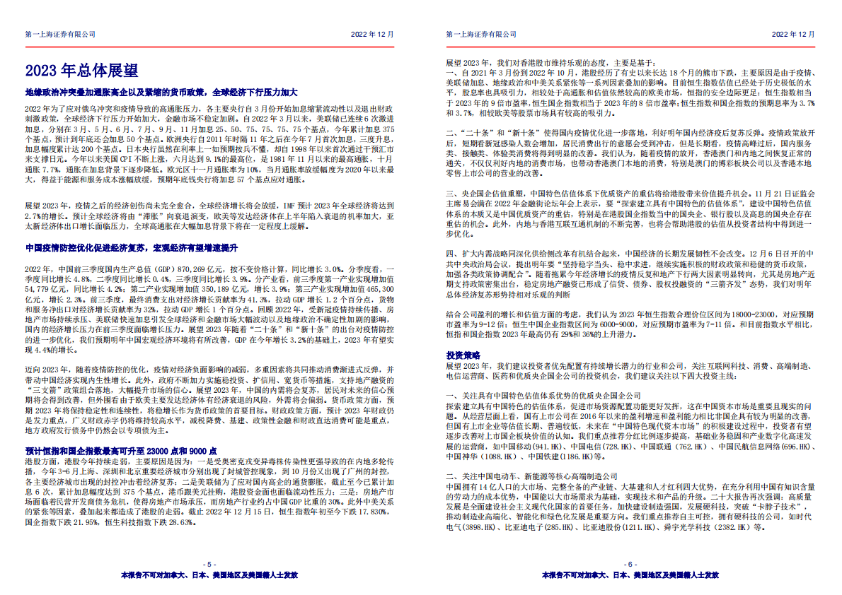 第一上海：2023年投资策略报告 第4页
