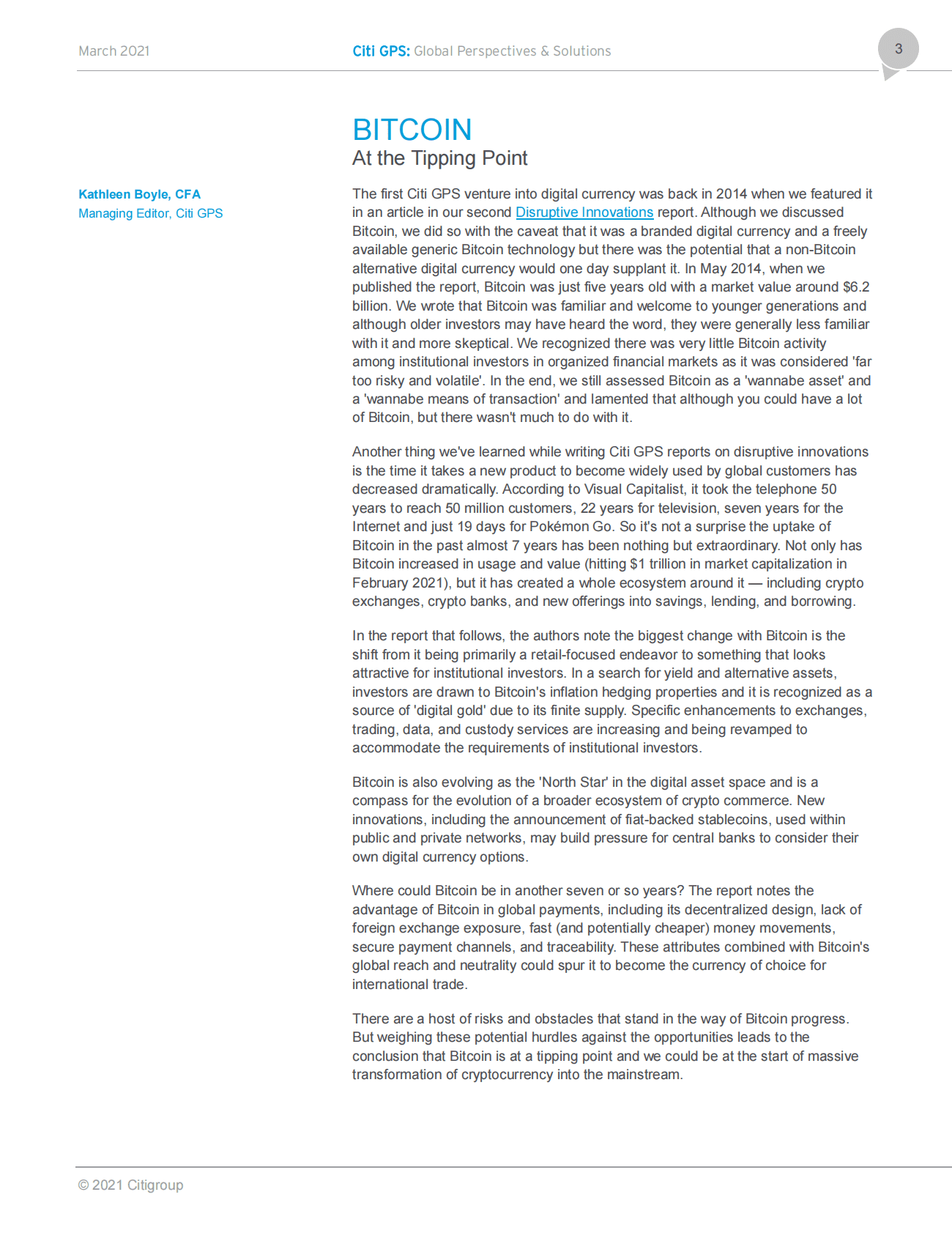 花旗银行：处于引爆点的比特币【英文版】 第3页