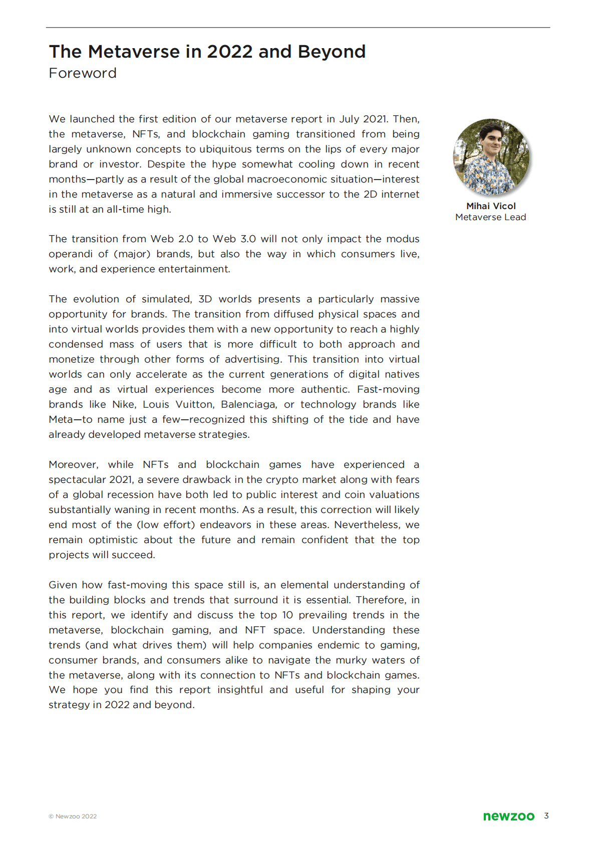 Newzoo：2022年互联网未知领域：元宇宙、区块链游戏和NFT（英） 第3页
