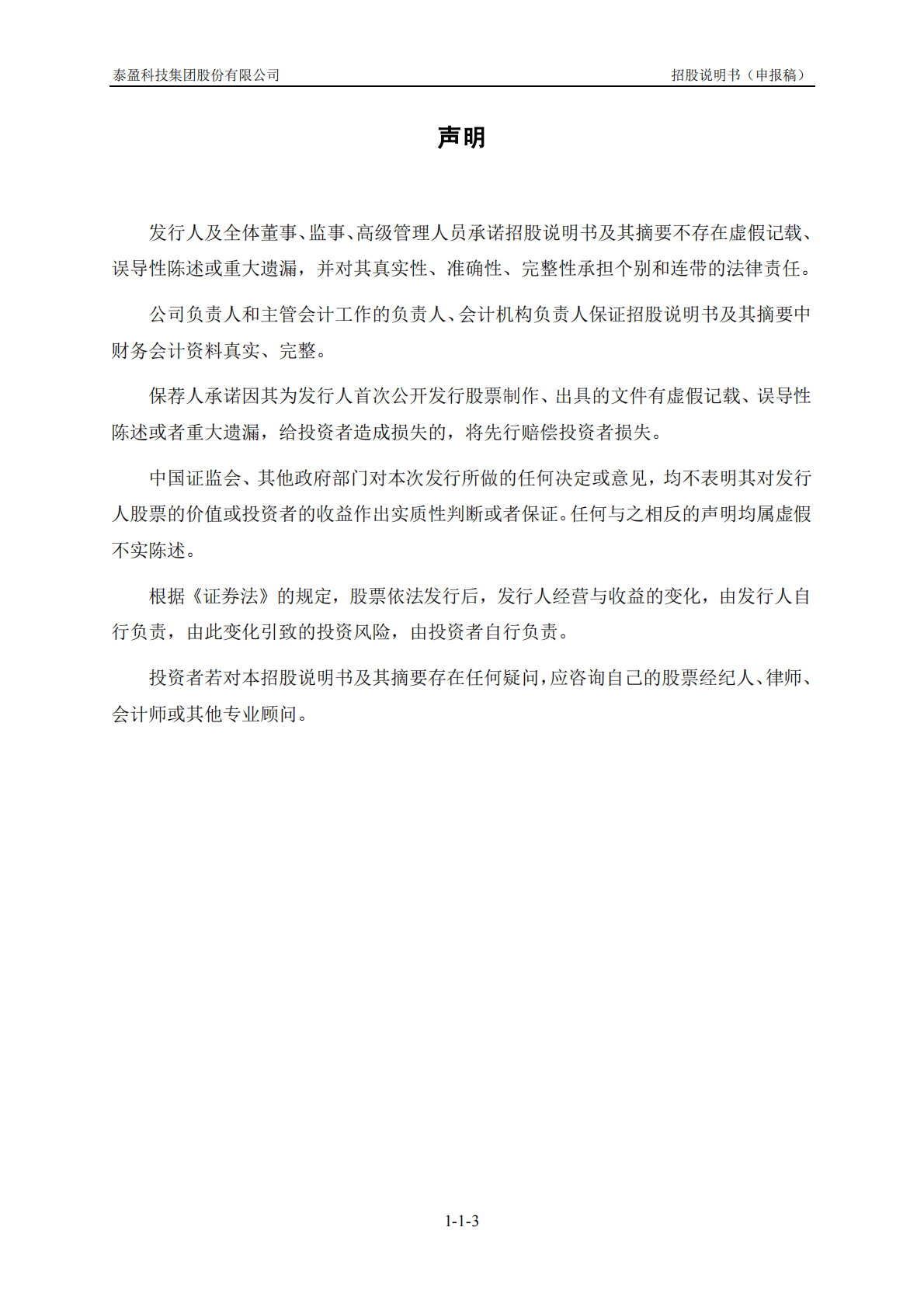 泰盈科技集团股份有限公司上交所主板IPO上市招股说明书 第4页