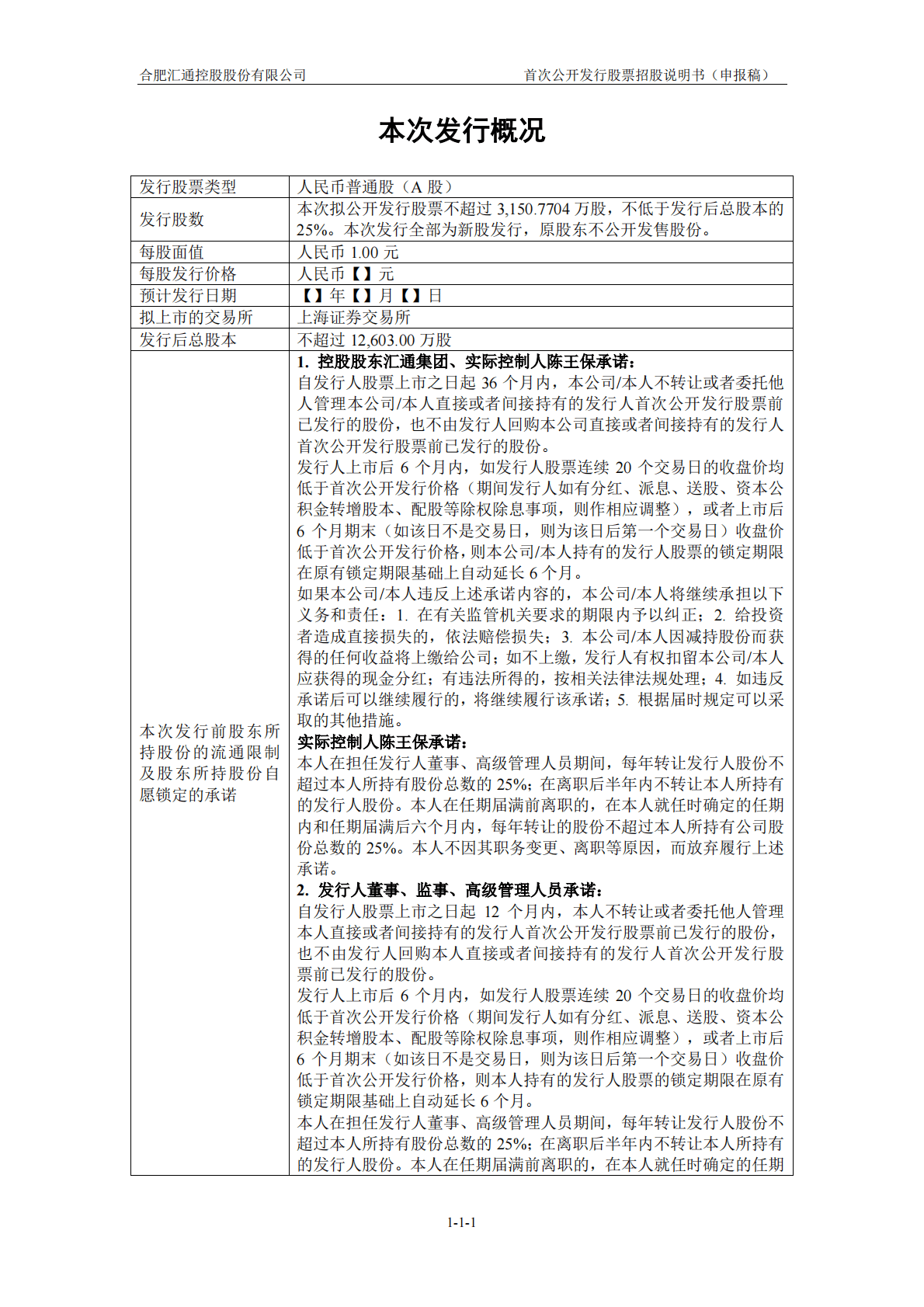 合肥汇通控股股份有限公司上交所主板IPO上市招股说明书 第2页