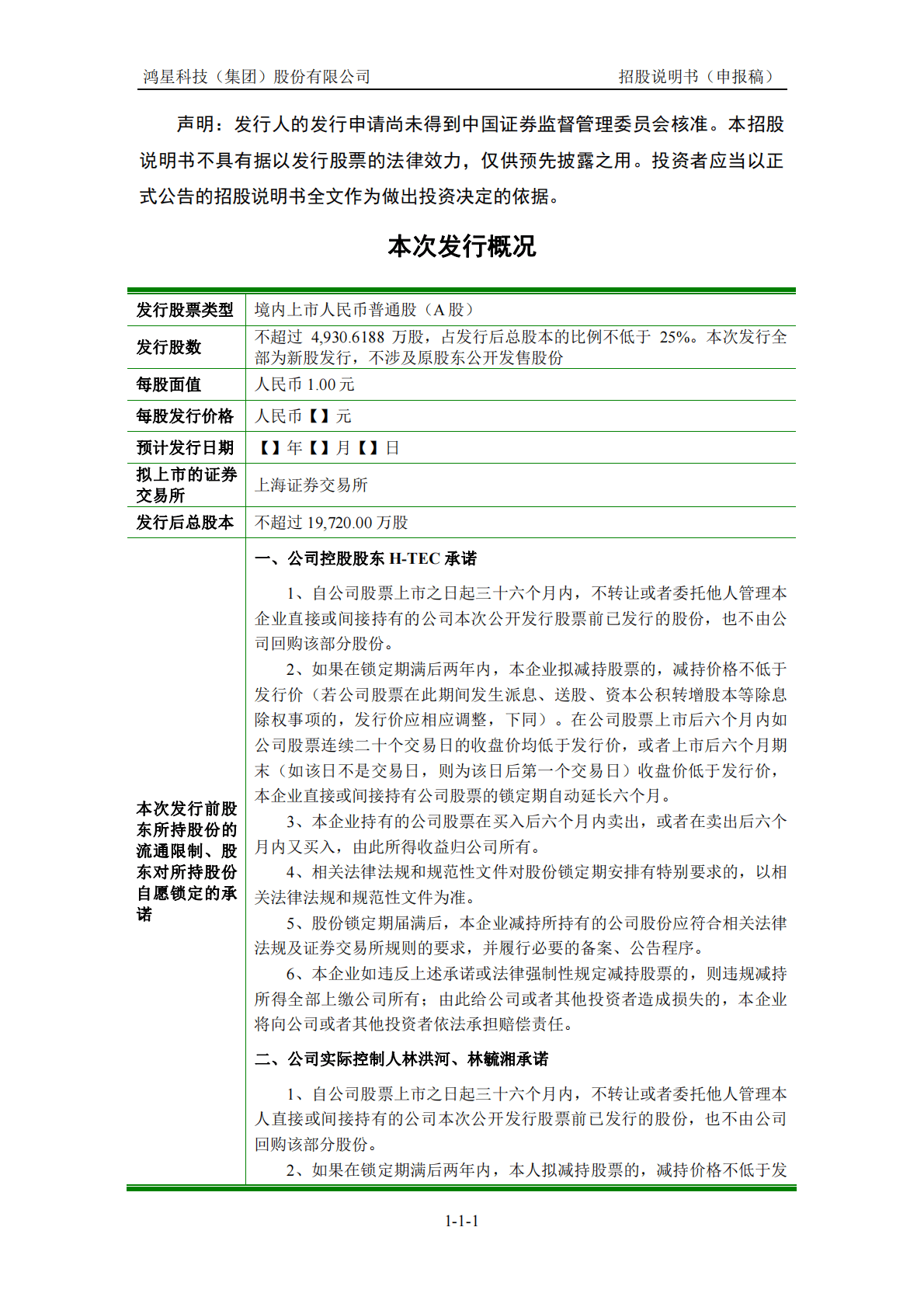 鸿星科技(集团)股份有限公司上交所主板IPO上市招股说明书 第2页