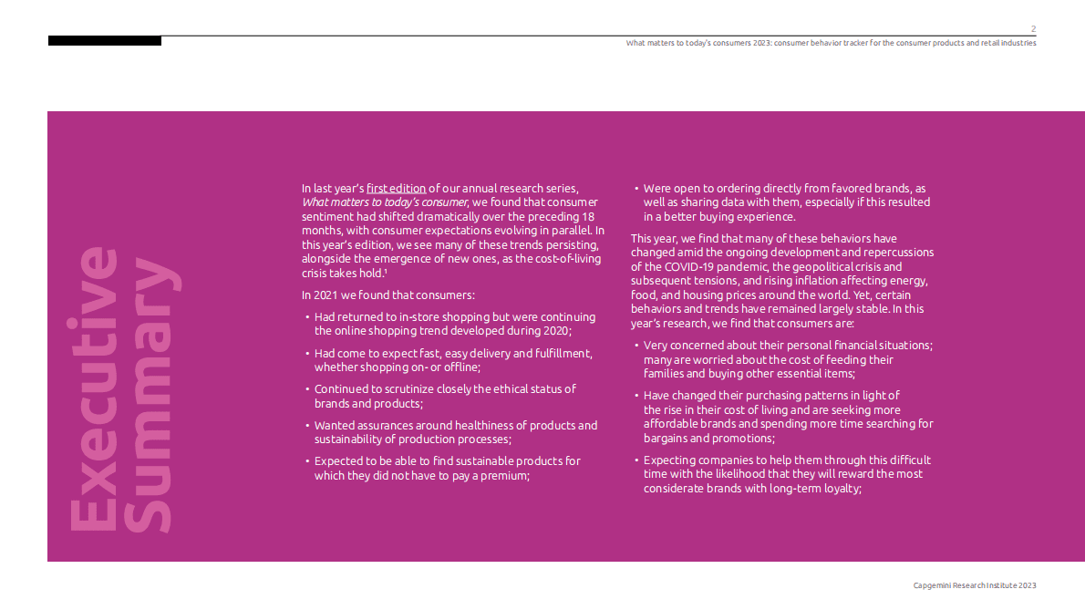 凯捷：2023年针对消费品和零售行业的消费者行为跟踪 第2页