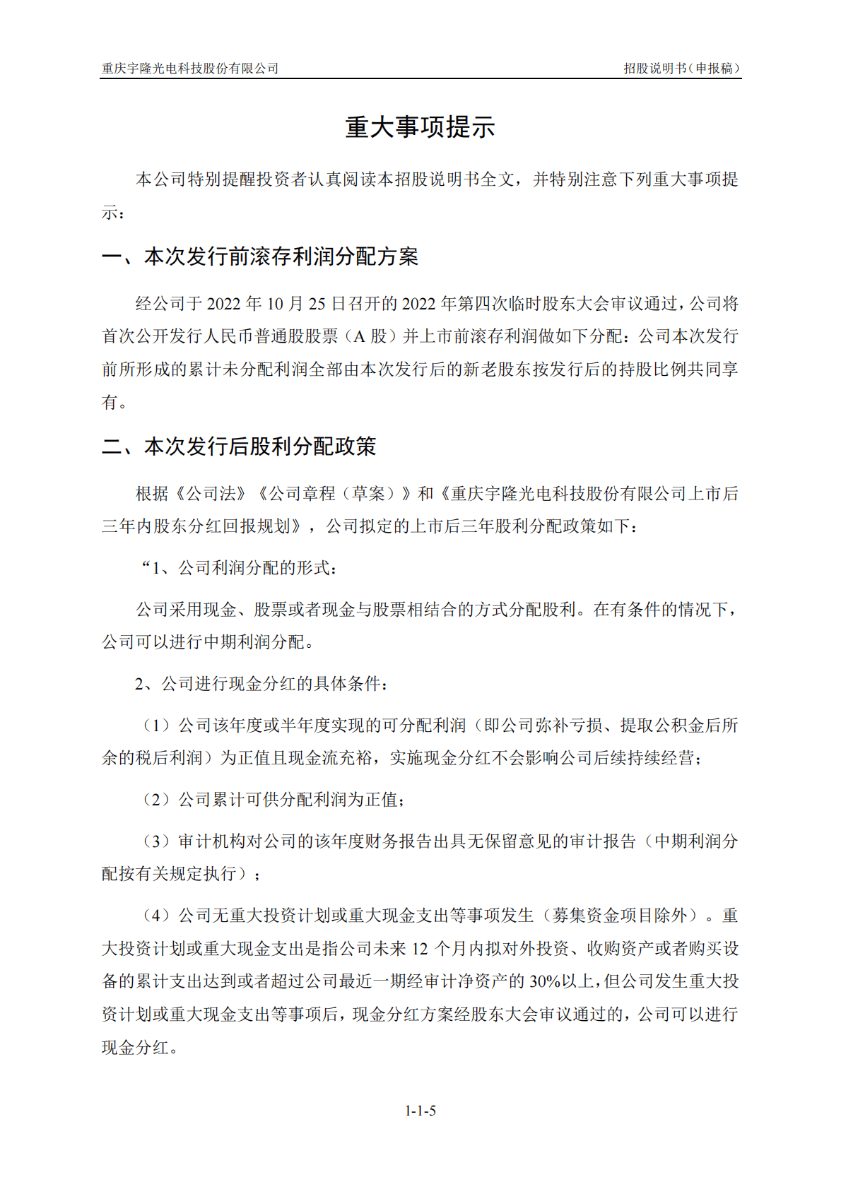 重庆宇隆光电科技股份有限公司上交所主板IPO上市招股说明书 第6页