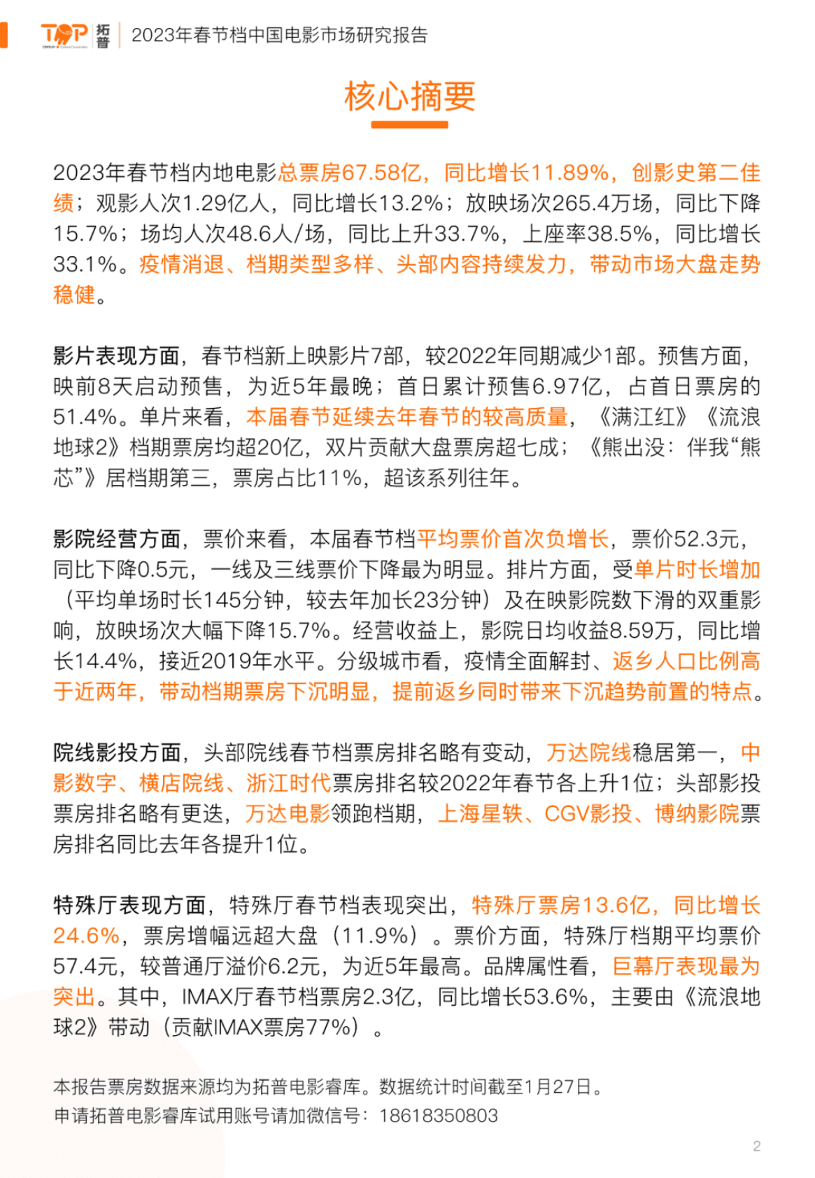 拓普数据：2023年春节档市场研究报告 第2页