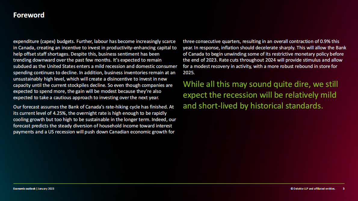 德勤：2023年加拿大经济展望【英文版】 第3页
