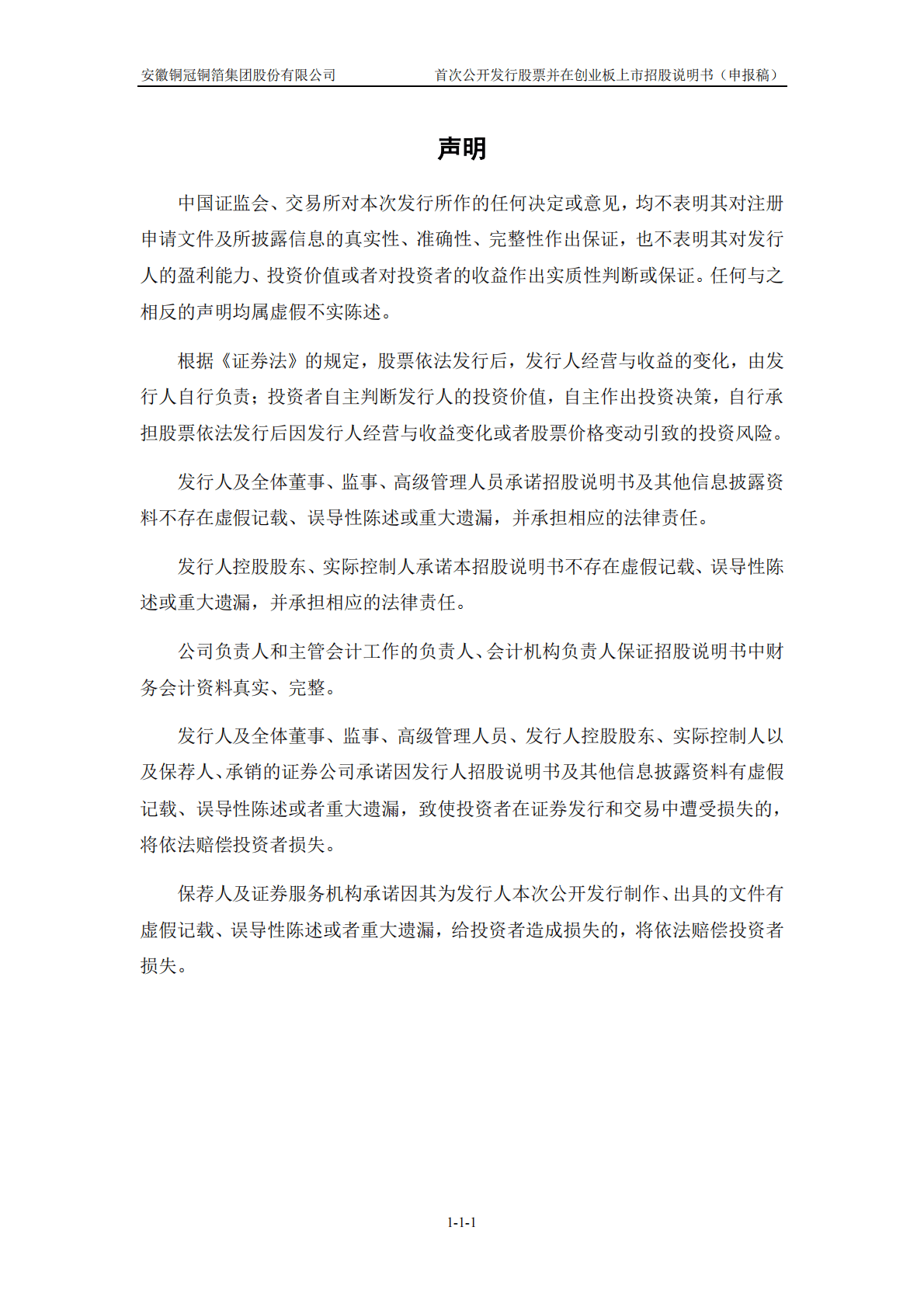 安徽铜冠铜箔集团股份有限公司深交所创业板IPO上市招股说明书 第2页