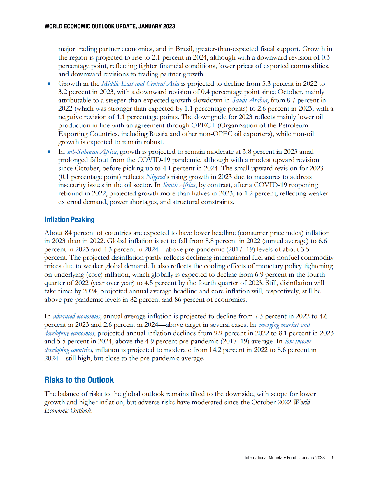 国际货币基金组织：2023年1月世界经济展望【英文版】 第6页