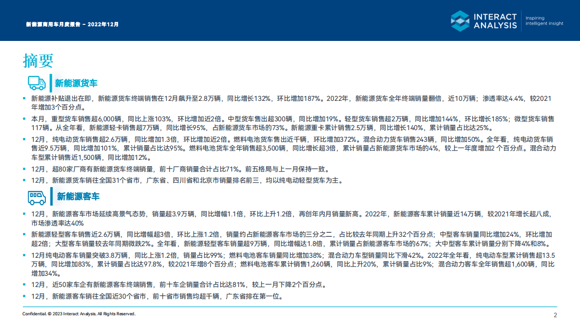 Interact Analysis：2022年12月中国新能源商用车月报 第2页