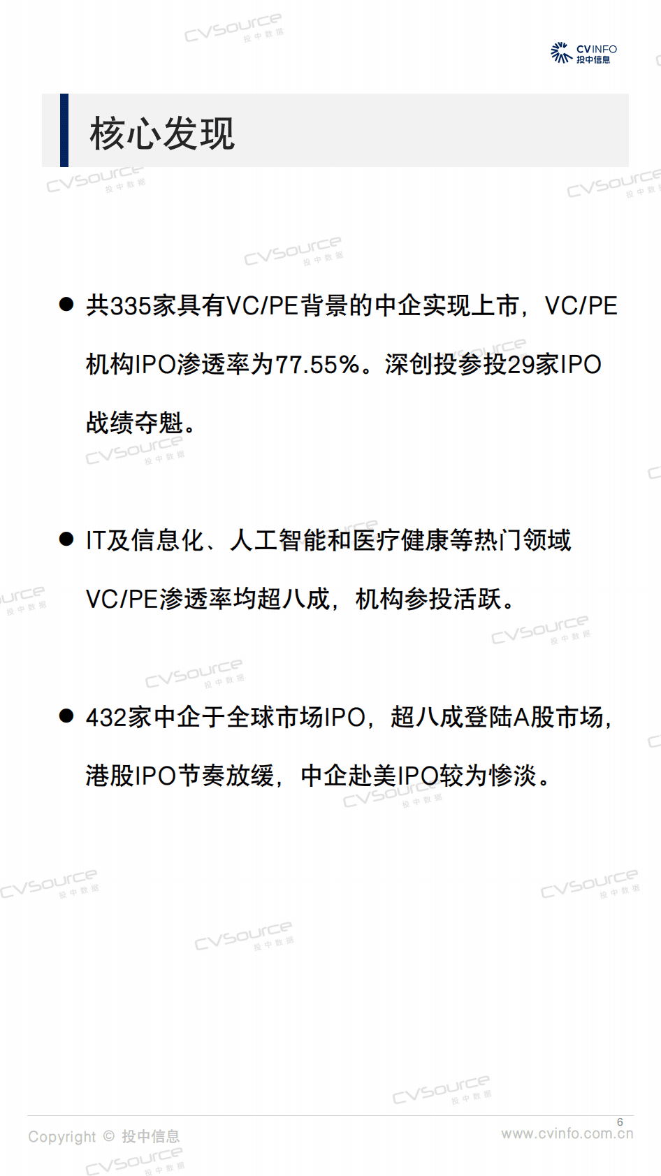 投中研究院：投中统计： 335家中企IPO背后VC_PE机构数据大盘点 第6页