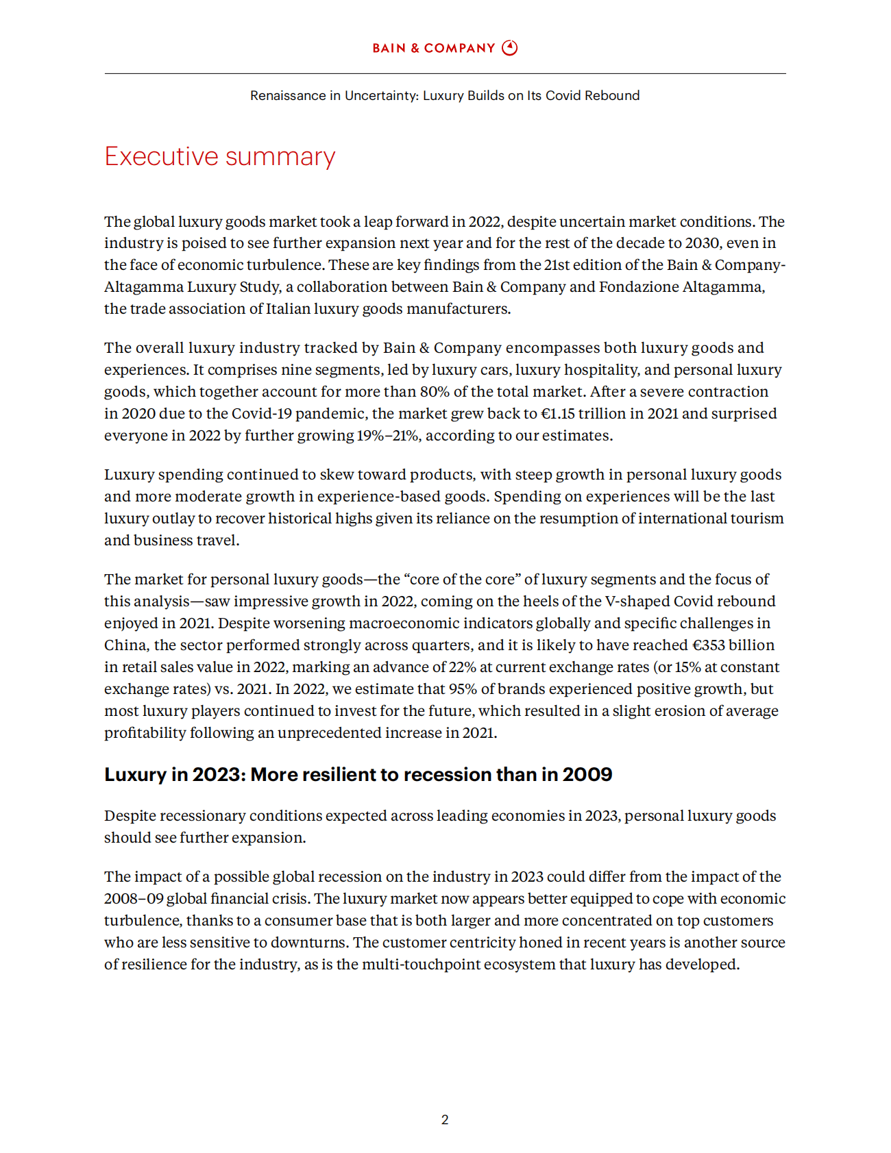 贝恩：2023全球奢侈品市场研究预测（英） 第4页