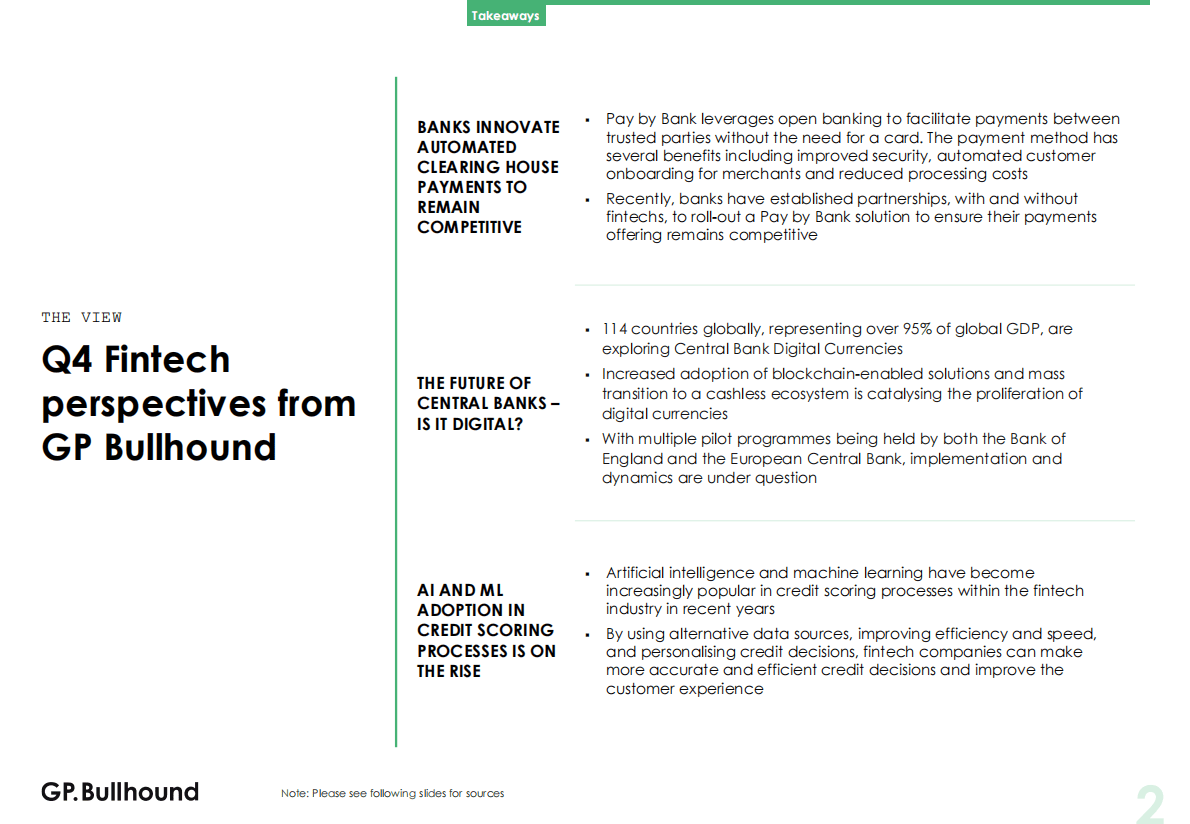 GP+Bullhound：2022年第四季度全球金融科技市场展望（英） 第2页