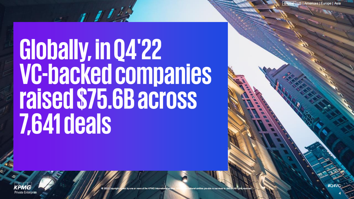 毕马威：2022年第四季度全球风险投资报告【英文版】 第4页