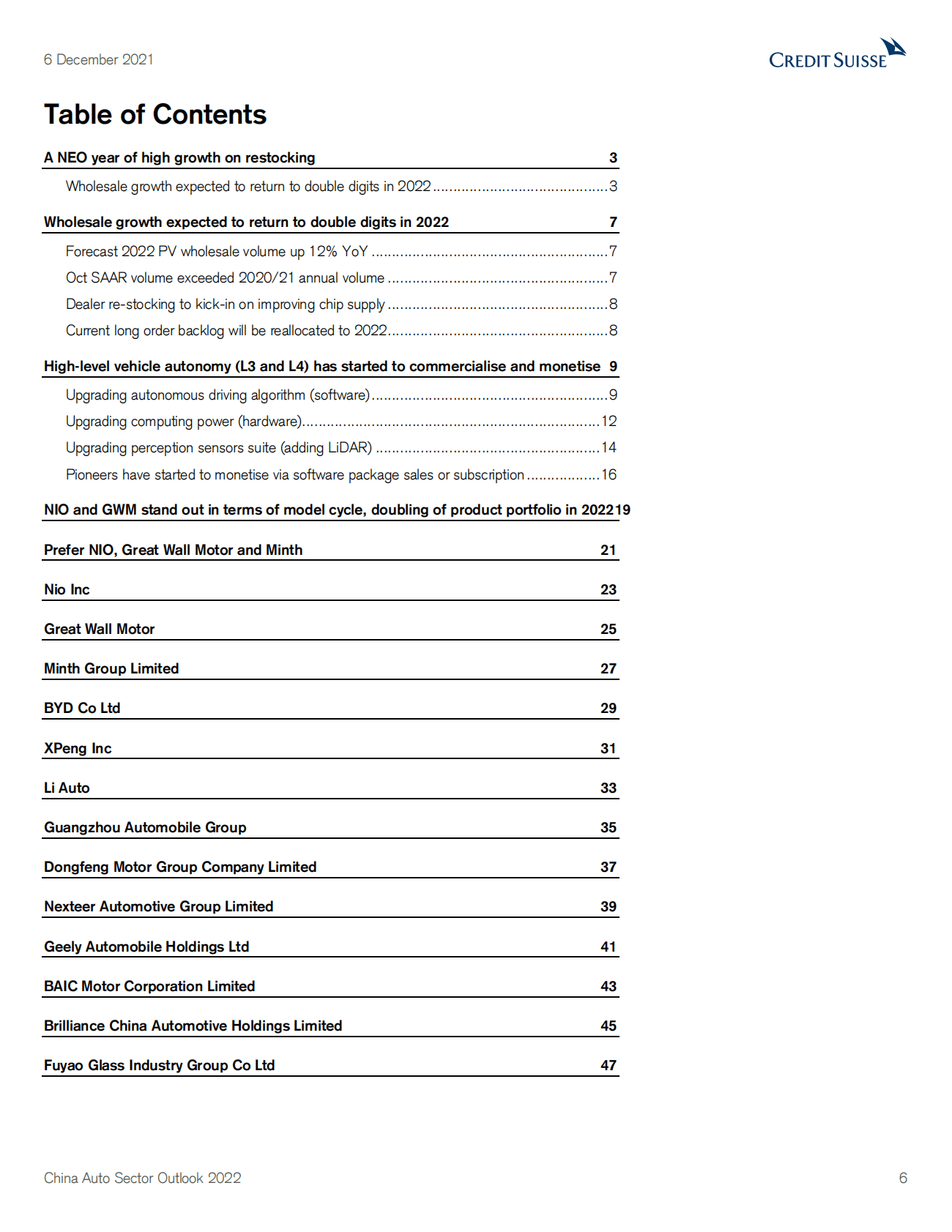 瑞士信贷：中国汽车行业2022年行业展望【英文版】 第6页