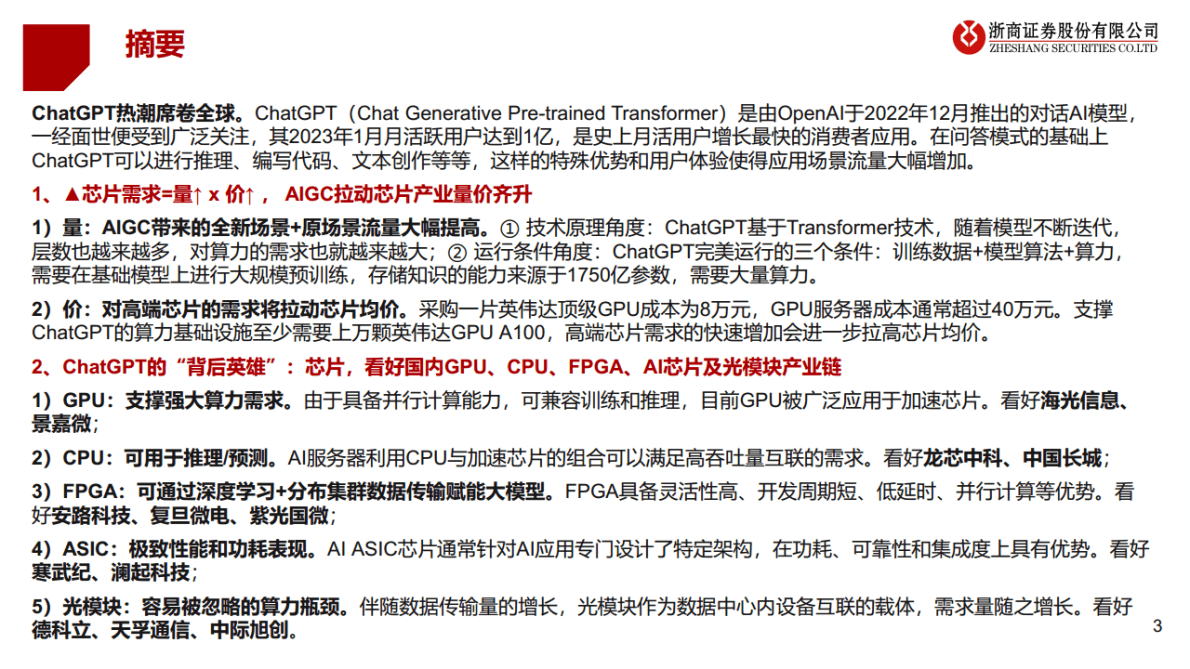 浙商证券：ChatGPT芯片算力：研究框架——AIGC算力时代系列报告 第3页