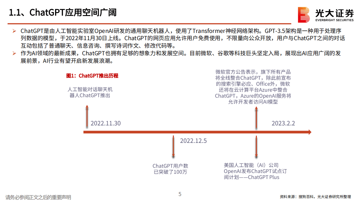 光大证券：AI行业跟踪报告之二：ChatGPT开启AI发展新浪潮，算力紧缺和海量应用驱动AI硬件广阔空间 第5页