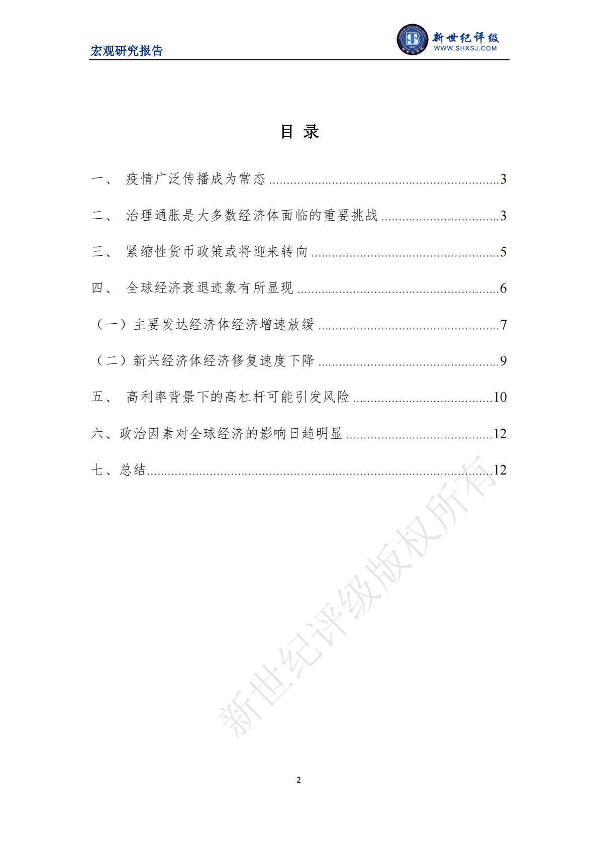 新世纪评级：我国经济发展的外部环境低迷且不稳定——2022年宏观经济分析与展望（国际环境篇） 第2页