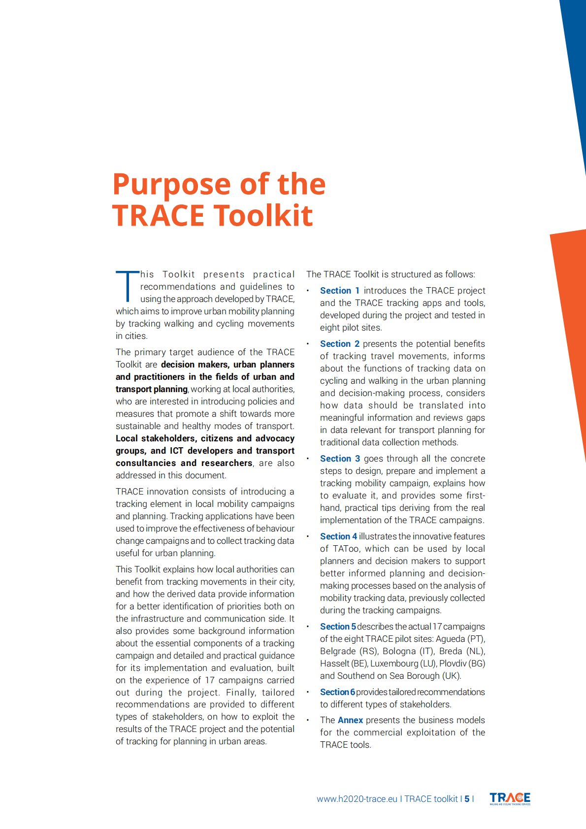 TRACE：TRACE工具包：跟踪步行和骑自行车以进行出行规划和行为改变的指南和建议【英文版】 第5页