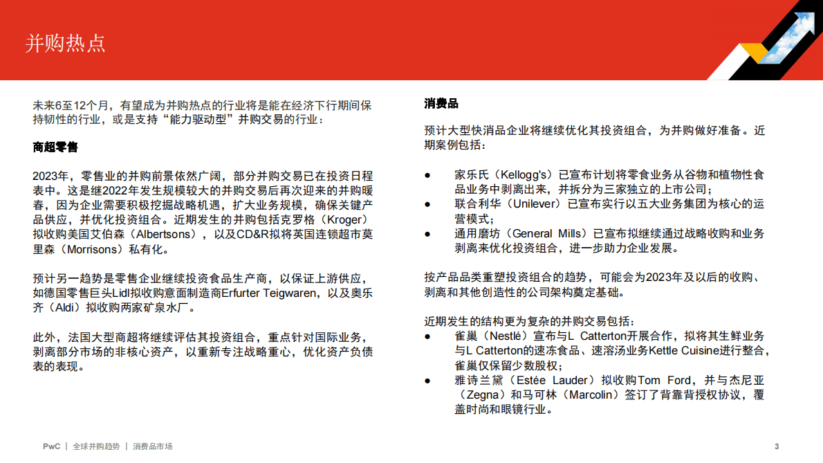 普华永道：2022年全球并购行业趋势回顾及2023年展望——消费品市场 第3页
