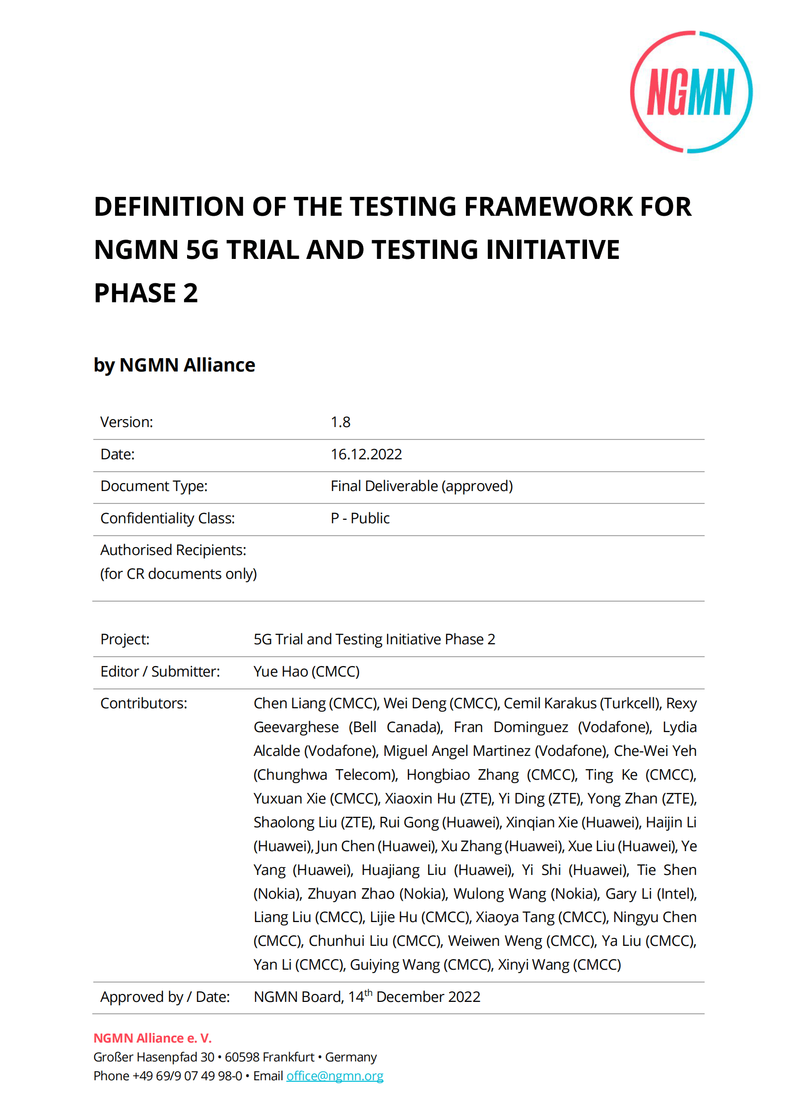 NGMN：5G演进测试项目第二阶段测试框架定义【英文版】 第2页